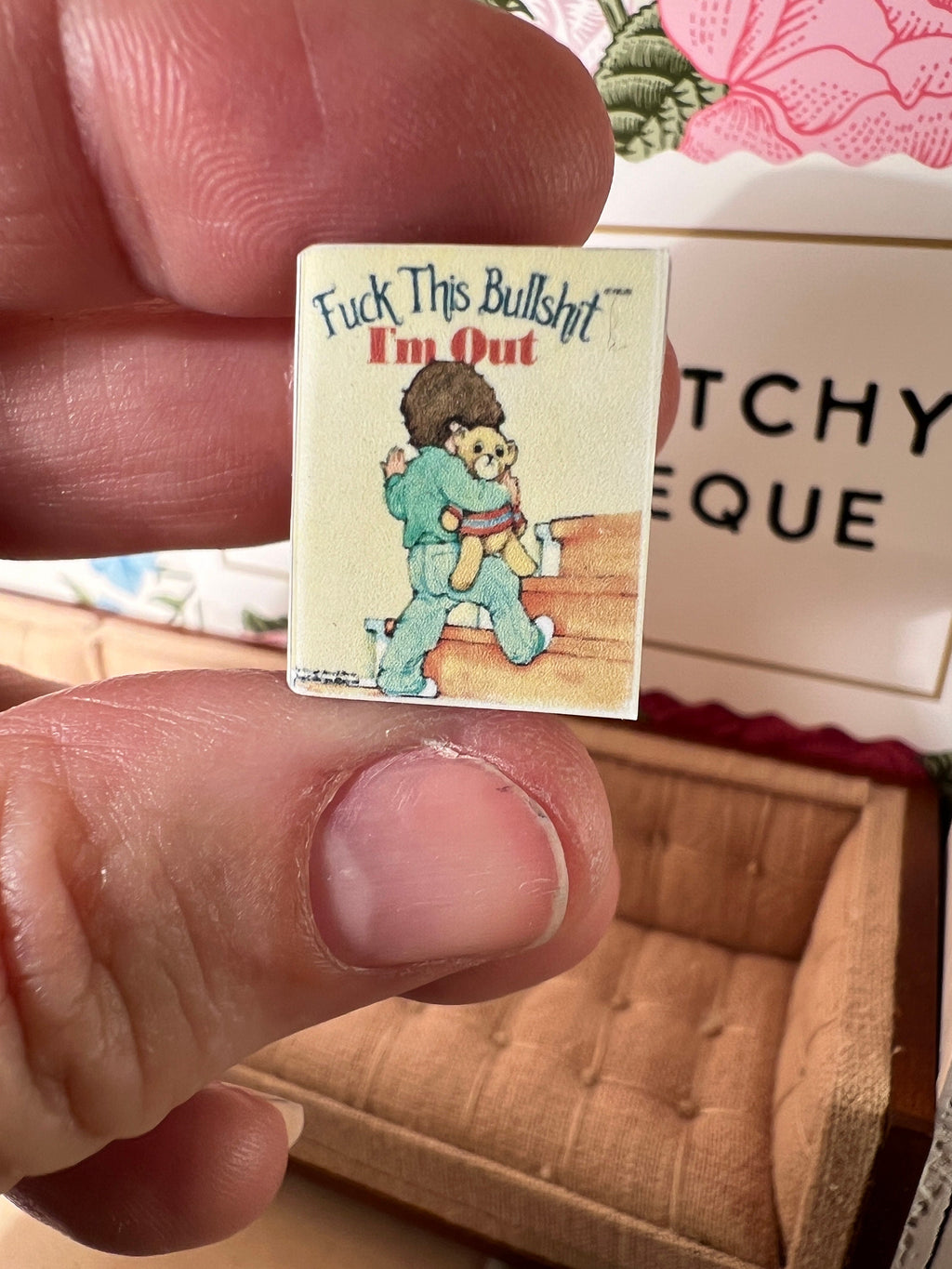 Dollhouse Miniature book, Fuck This dollhouse miniature book, 1/12 scale dollhouse book, blank inside, 1/6 scale book