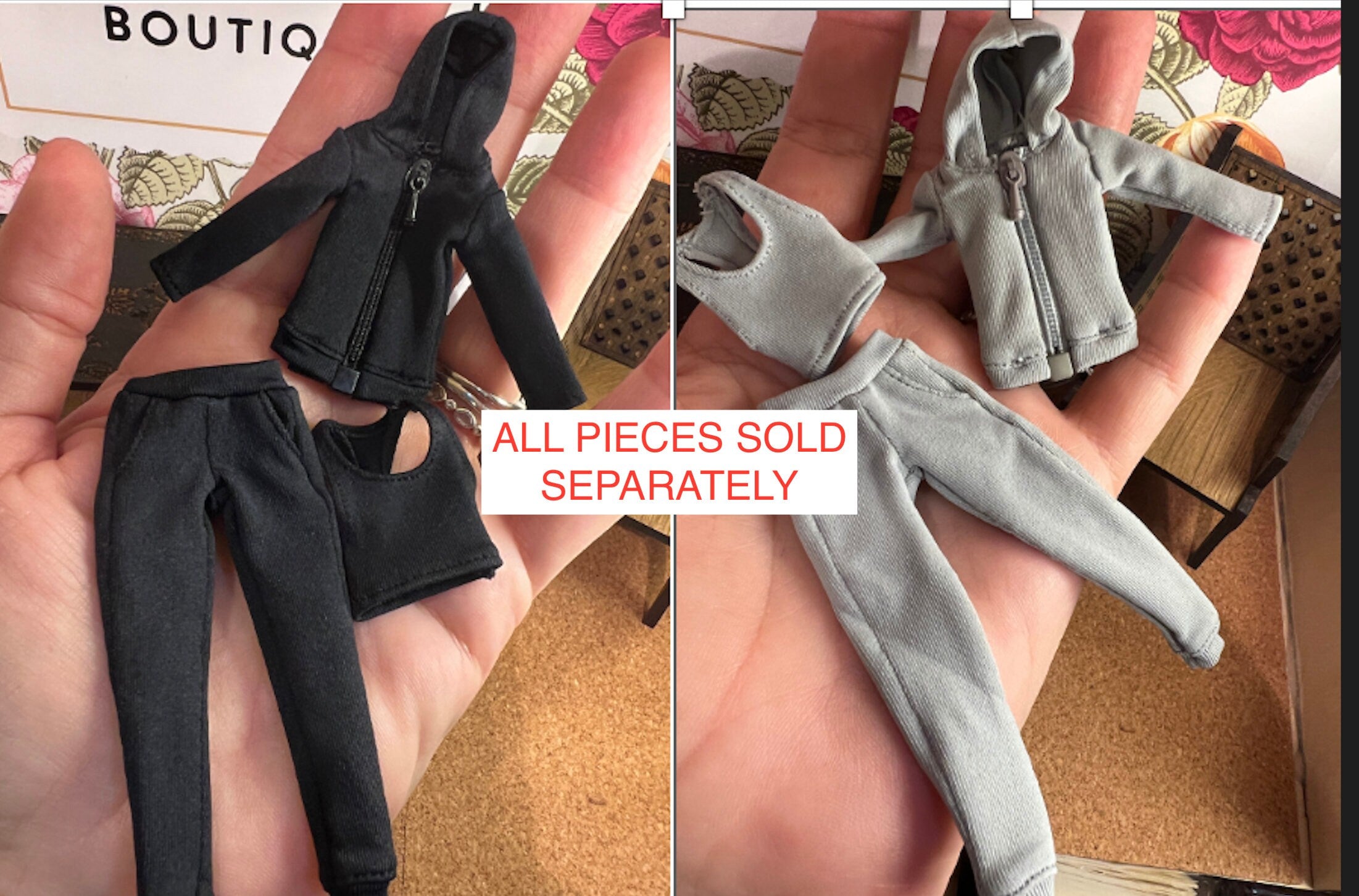 dollhouse miniature jogger and hoodie sweatshirt set 1/12 clothes female exercise