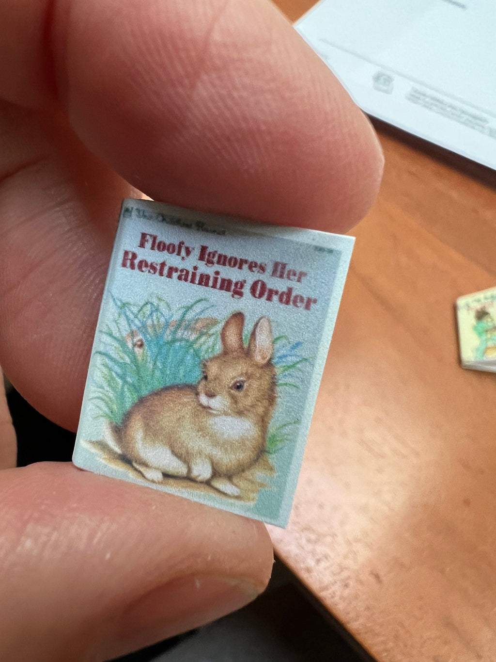 Dollhouse Miniature book, Floofy dollhouse miniature book, 1/12 scale dollhouse book, blank inside, 1/6 scale book