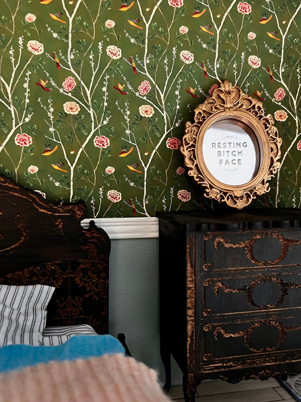 dollhouse miniature Resting Bitch Face mirror dollhouse decor can be used 1/12 and 1/6 scale