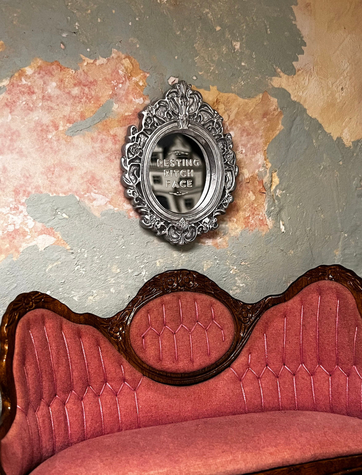 dollhouse miniature Resting Bitch Face mirror dollhouse decor can be used 1/12 and 1/6 scale