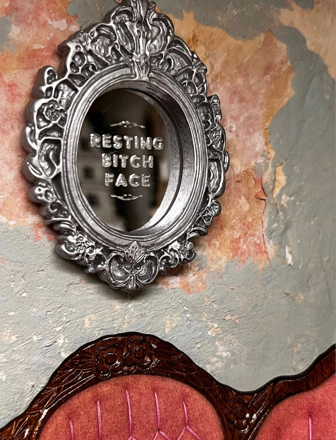 dollhouse miniature Resting Bitch Face mirror dollhouse decor can be used 1/12 and 1/6 scale