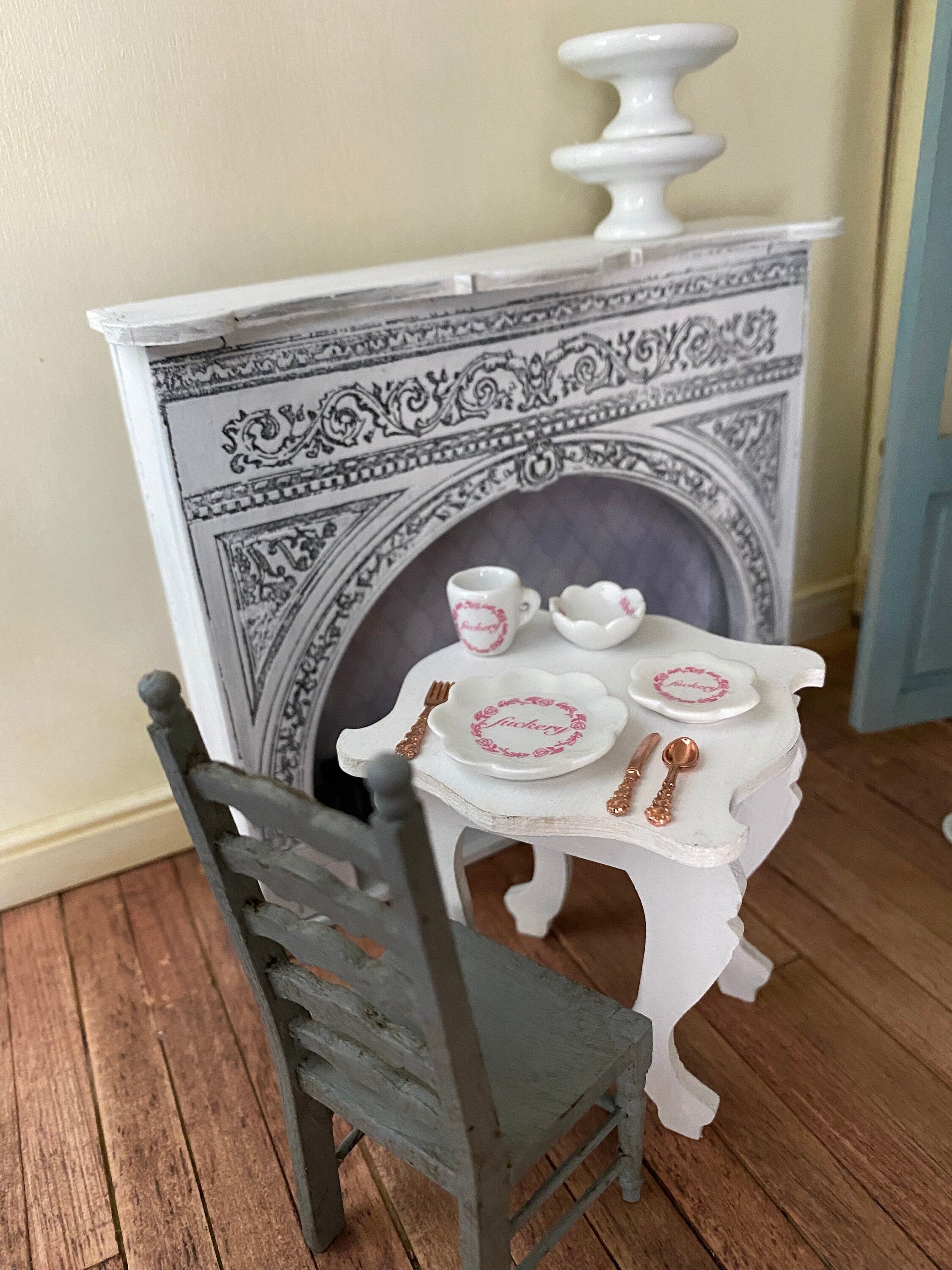 Dollhouse dishes, Fuckery China dollhouse miniature dish set,  1/12 scale dishes