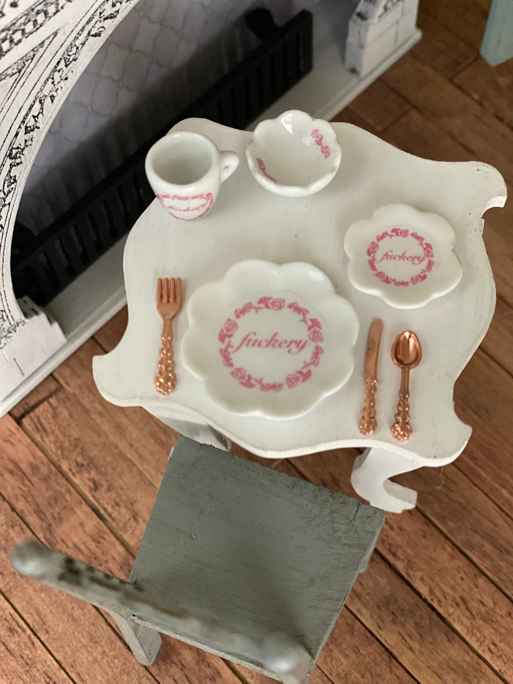 Dollhouse dishes, Fuckery China dollhouse miniature dish set,  1/12 scale dishes