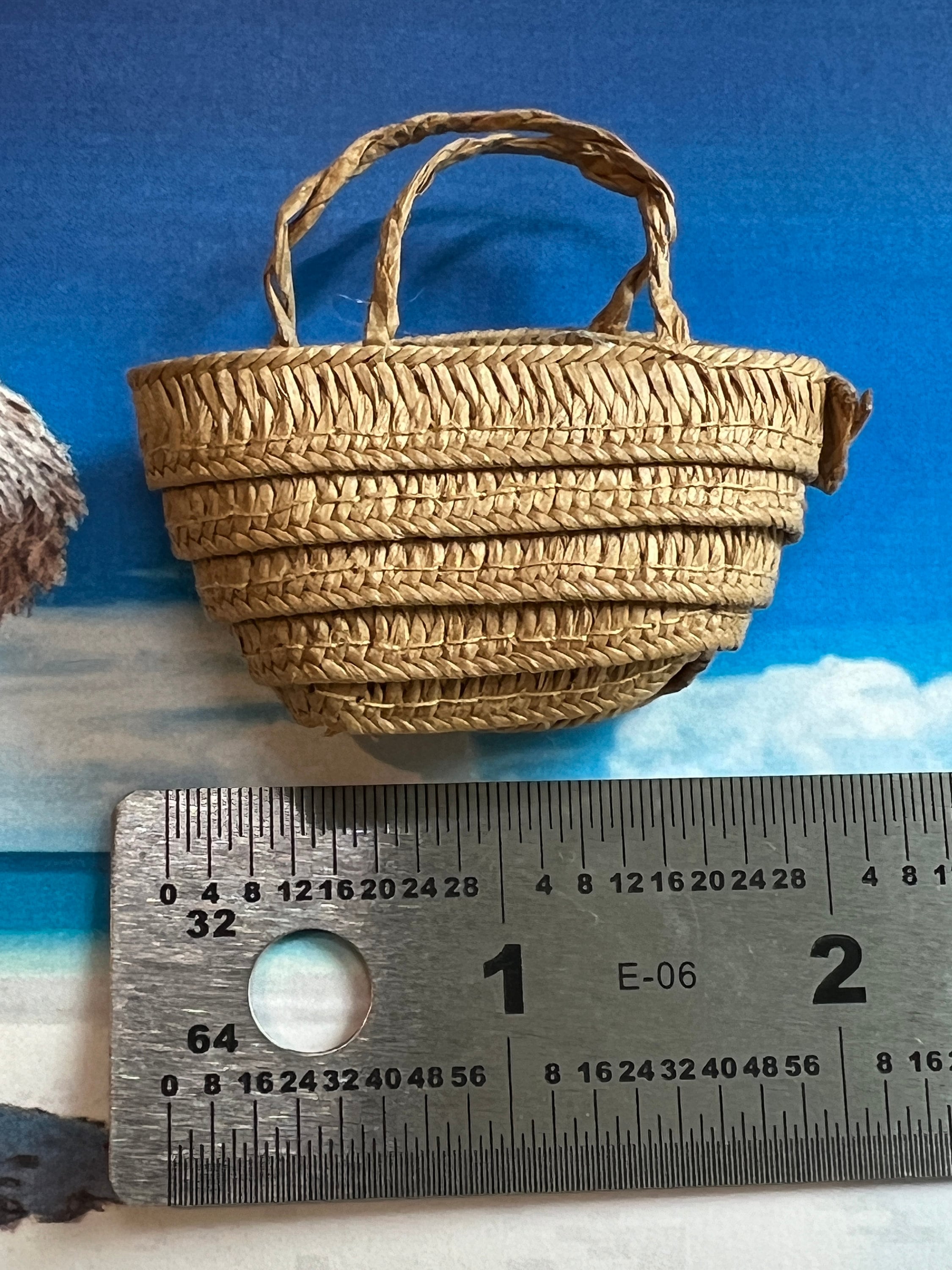 dollhouse miniature purse 1/12 scale and 1/6 scale beach tote or shopping tote