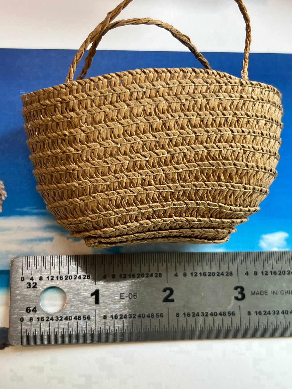 dollhouse miniature purse 1/12 scale and 1/6 scale beach tote or shopping tote