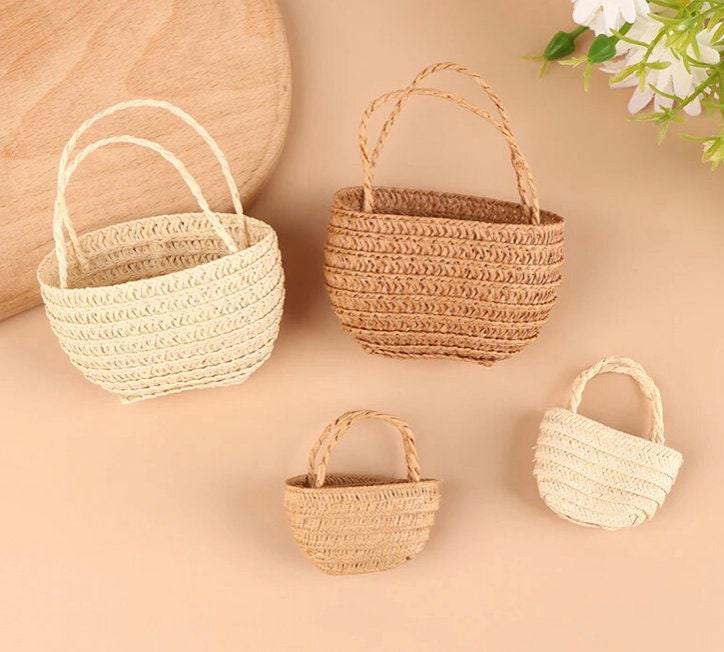 dollhouse miniature purse 1/12 scale and 1/6 scale beach tote or shopping tote