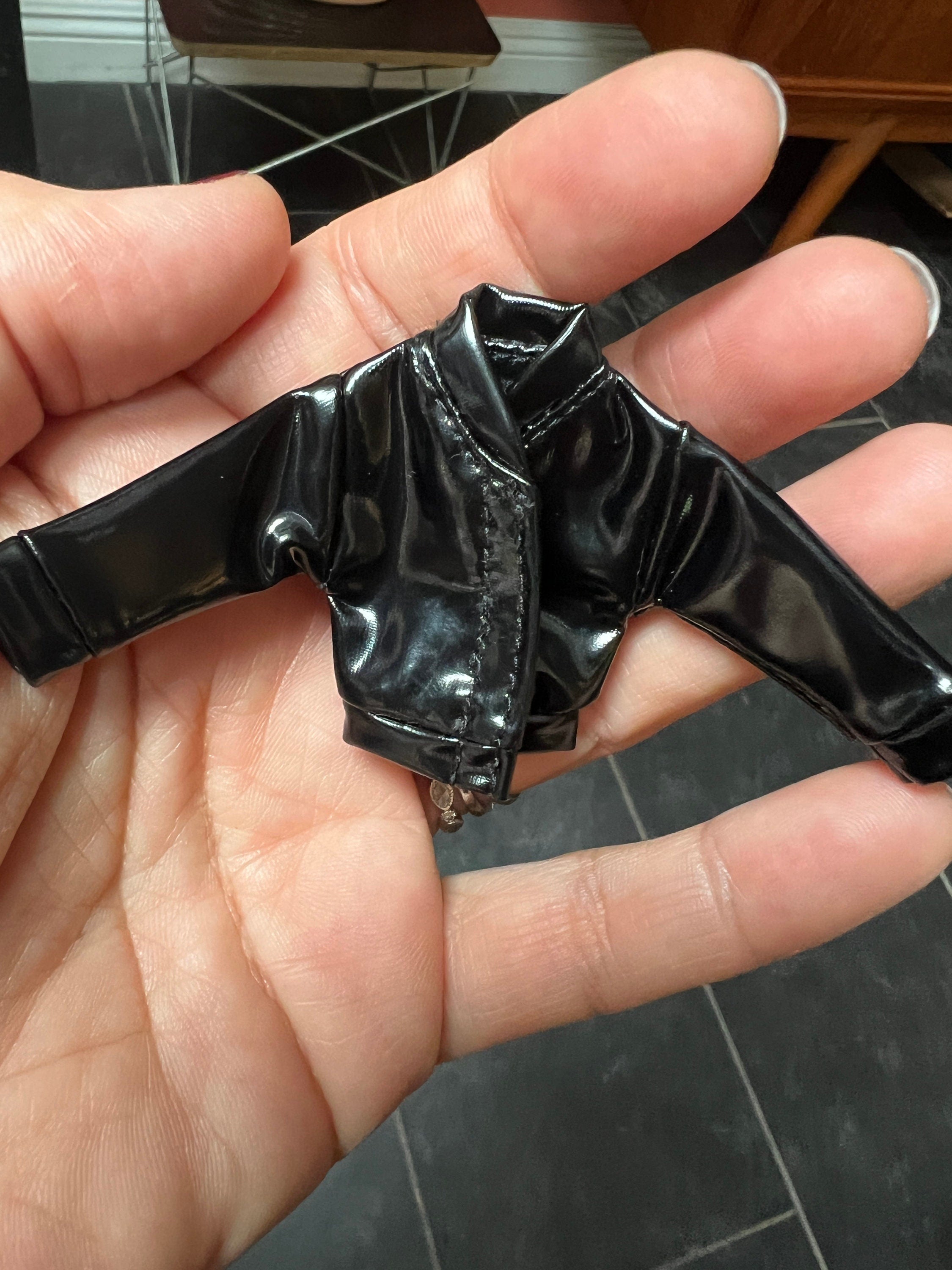 dollhouse miniature leather women's jacket 1/12 coat moto biker pleather punk rock