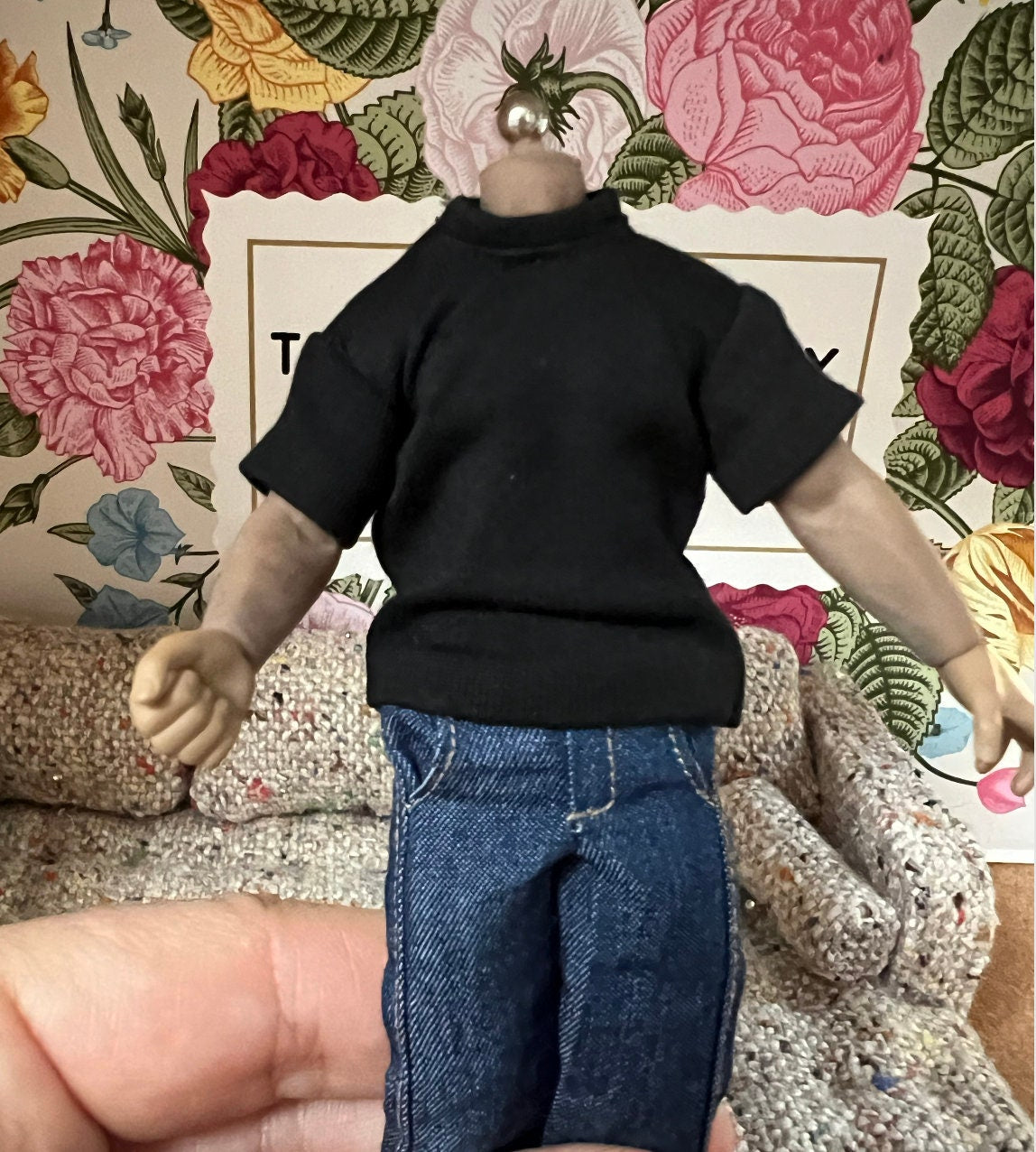dollhouse miniature tee shirt, men's oversize 1/12 big tee crew neck