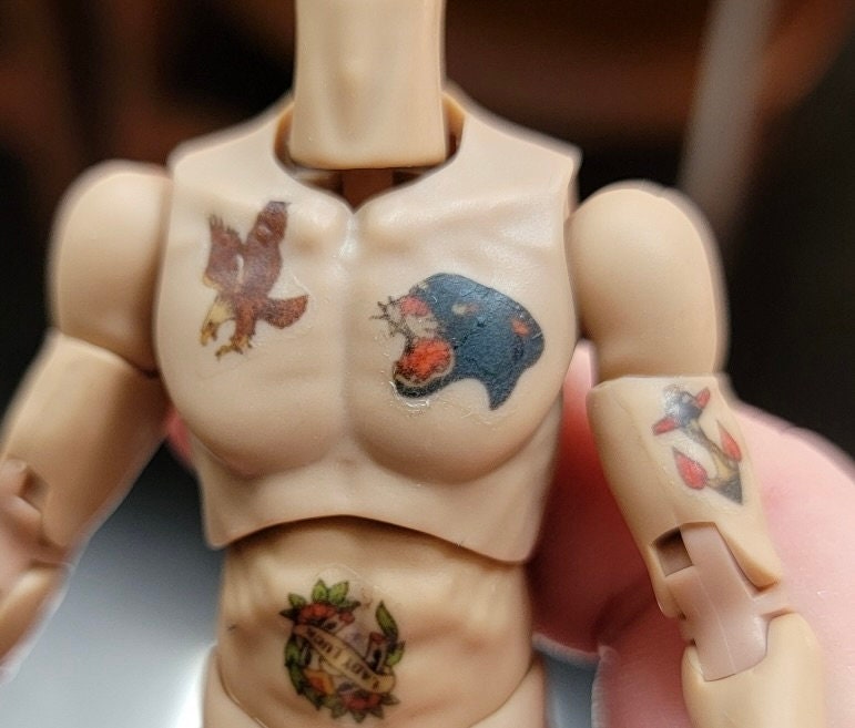 dollhouse miniature tattoos, 1/12 scale tattoos