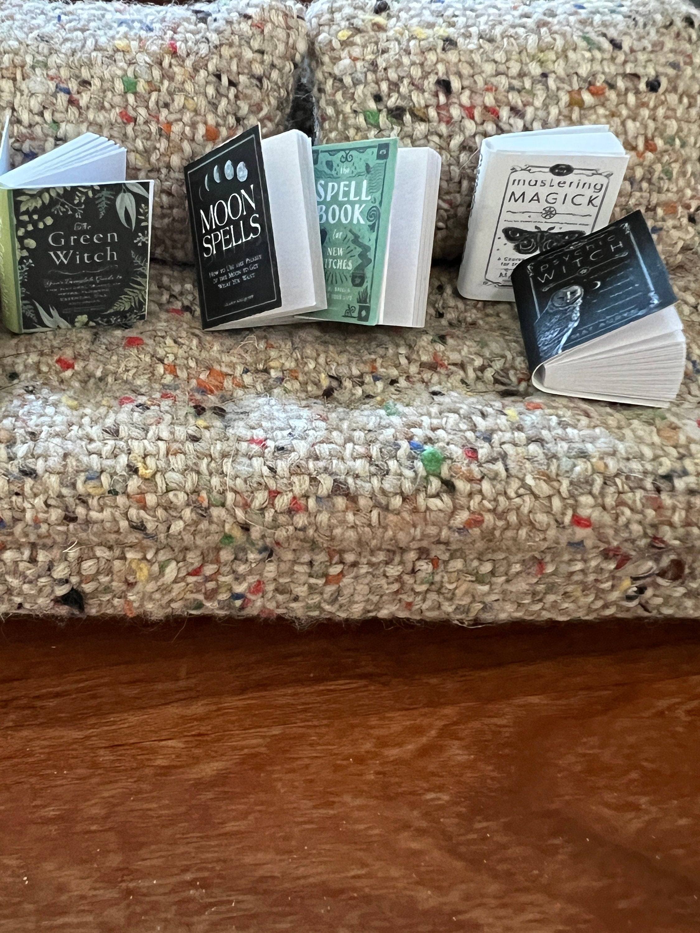 Dollhouse Miniature book, Witch books 1/12 dollhouse miniature magic fairy witch spells 1/6 scale halloween gothic magic astrology Candles tarots crystal healing moon