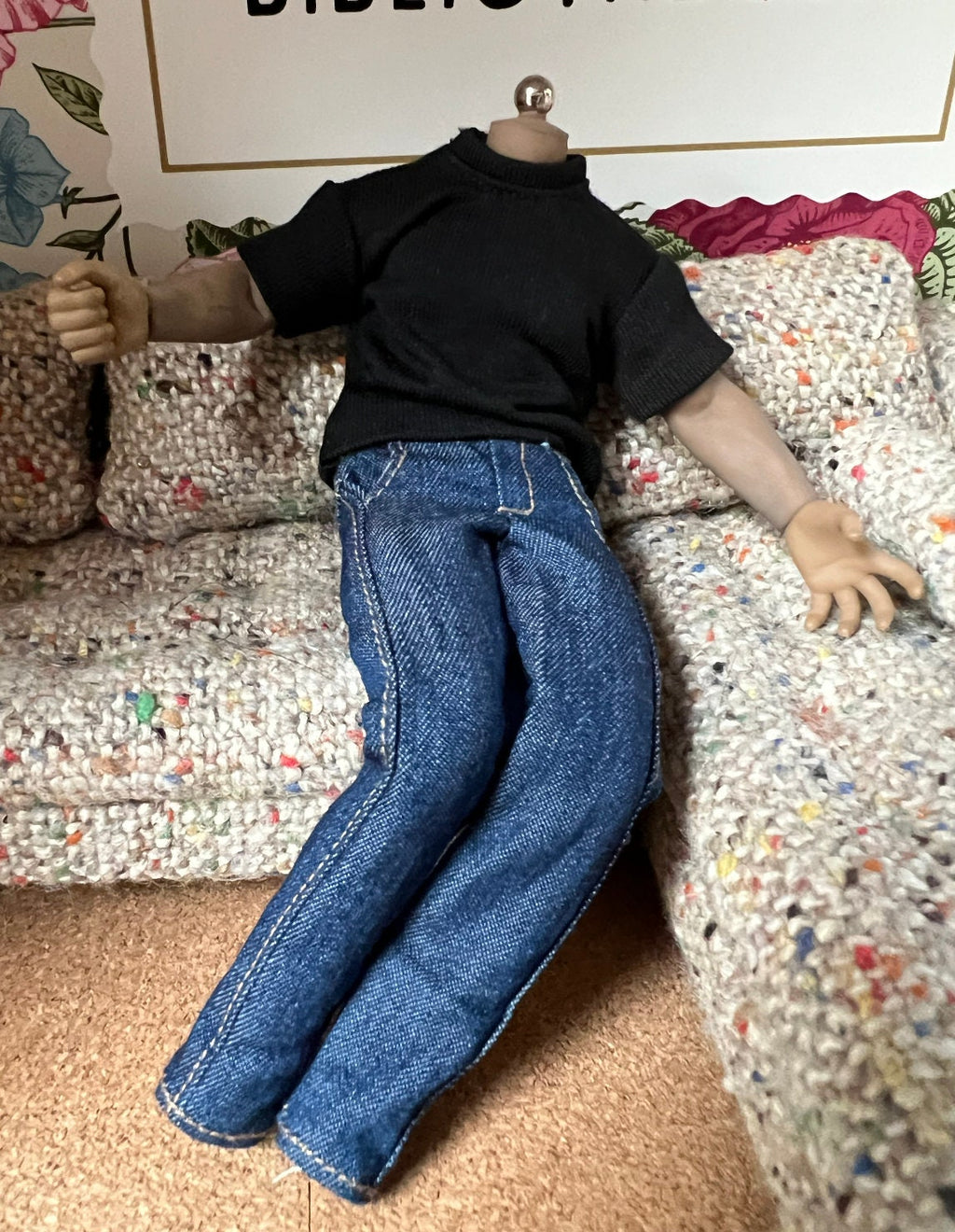 dollhouse miniature tee shirt, men's oversize 1/12 big tee crew neck