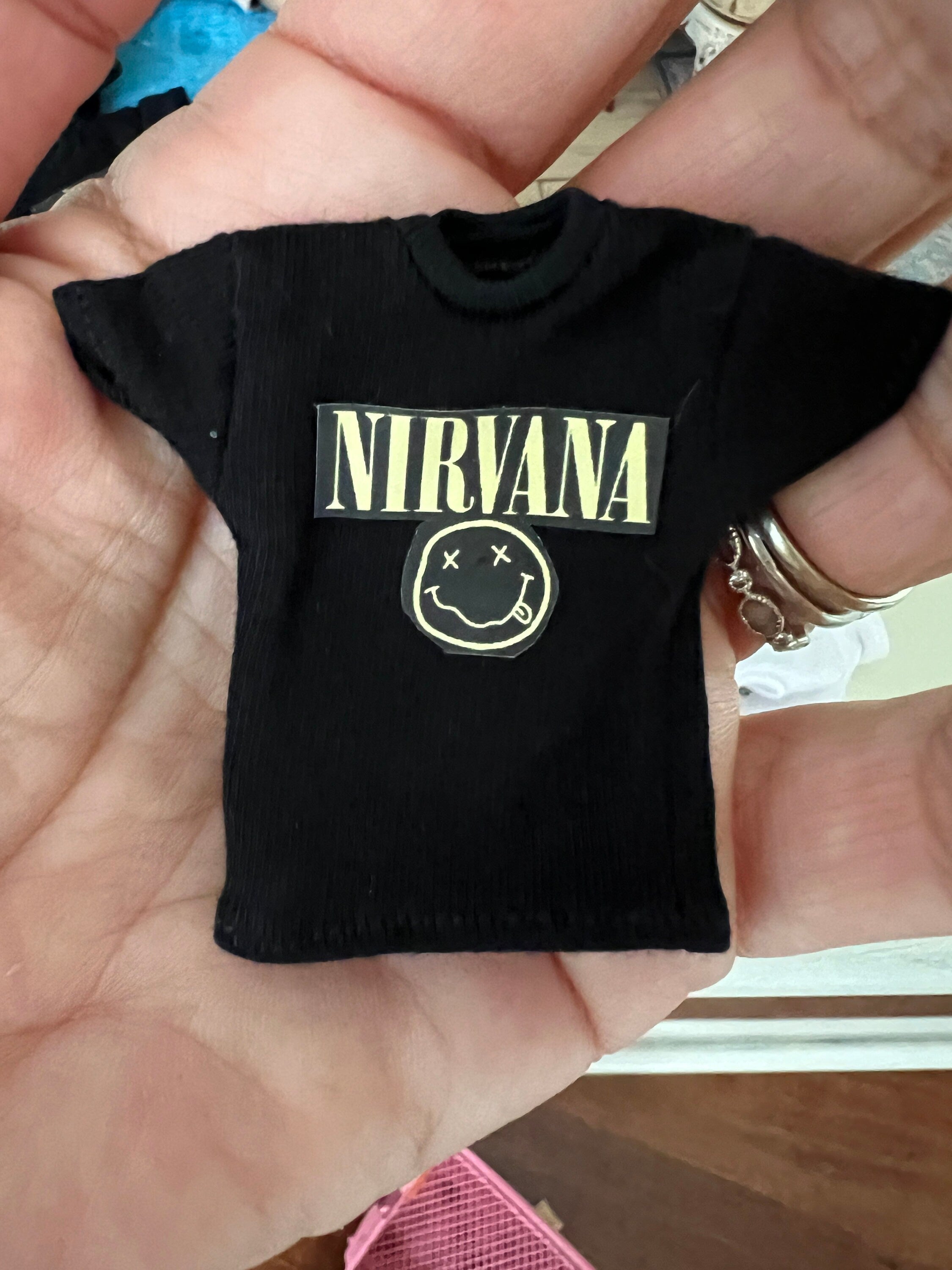 Dollhouse miniature Tee Shirt, black Tee shirt rock band