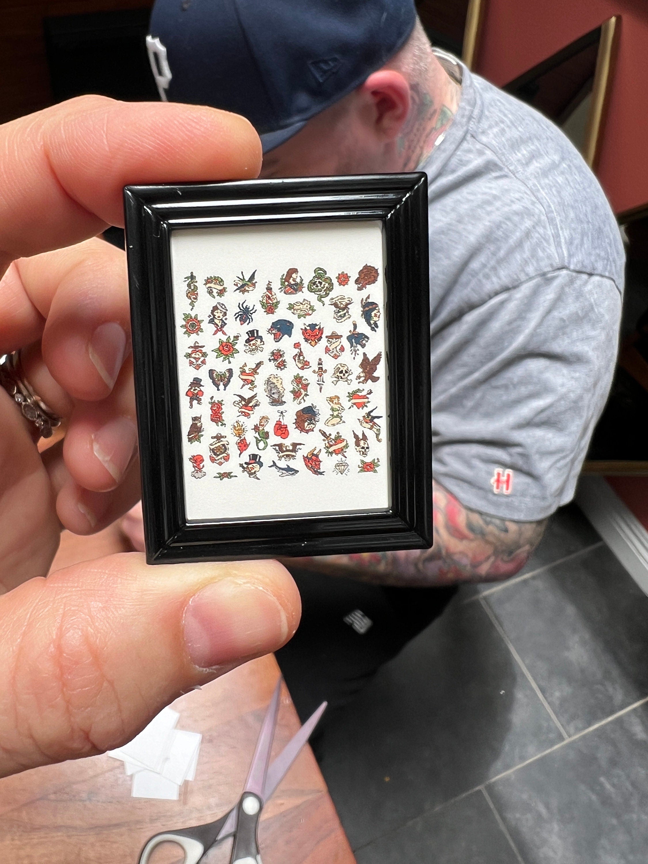 Dollhouse miniature tattoo flash, 1/12 scale dollhouse decor