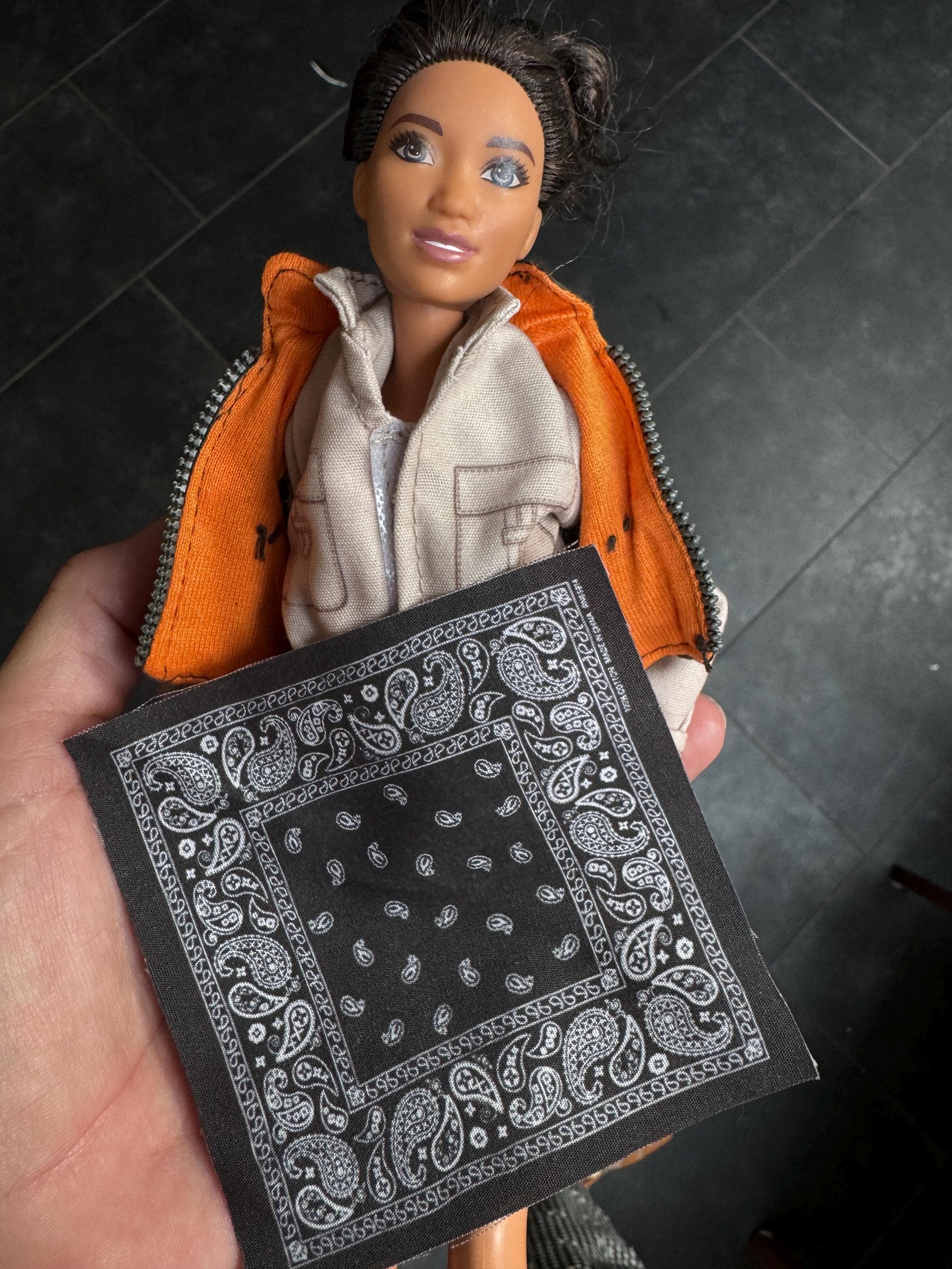 dollhouse miniature bandana 1/12 scale for 6 inch figure and 1/6 scale Bandana