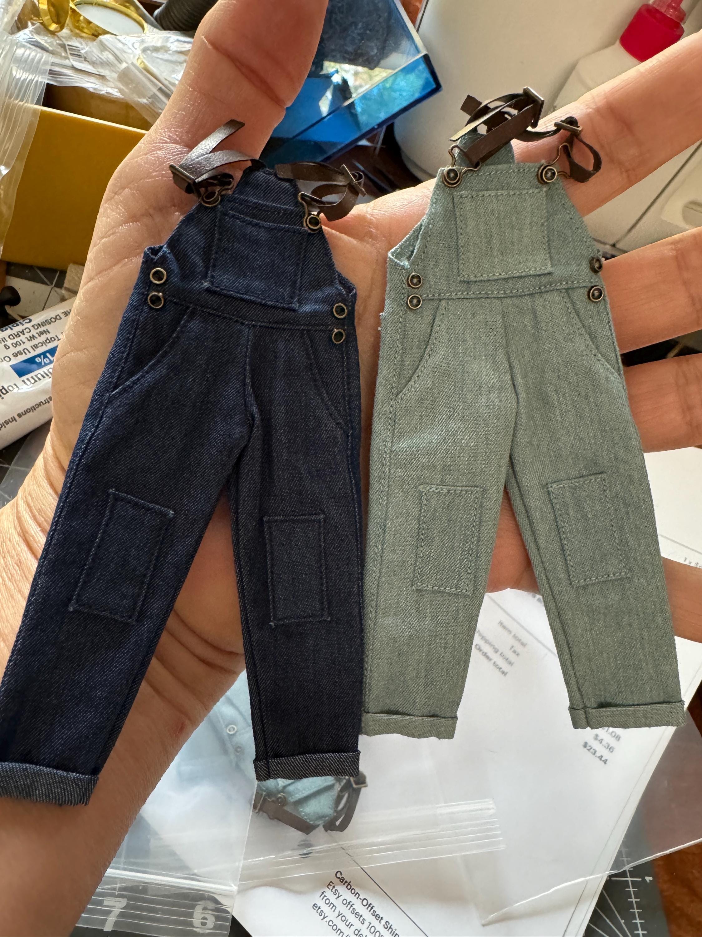 dollhouse miniature overalls 1/12 scale overalls unisex