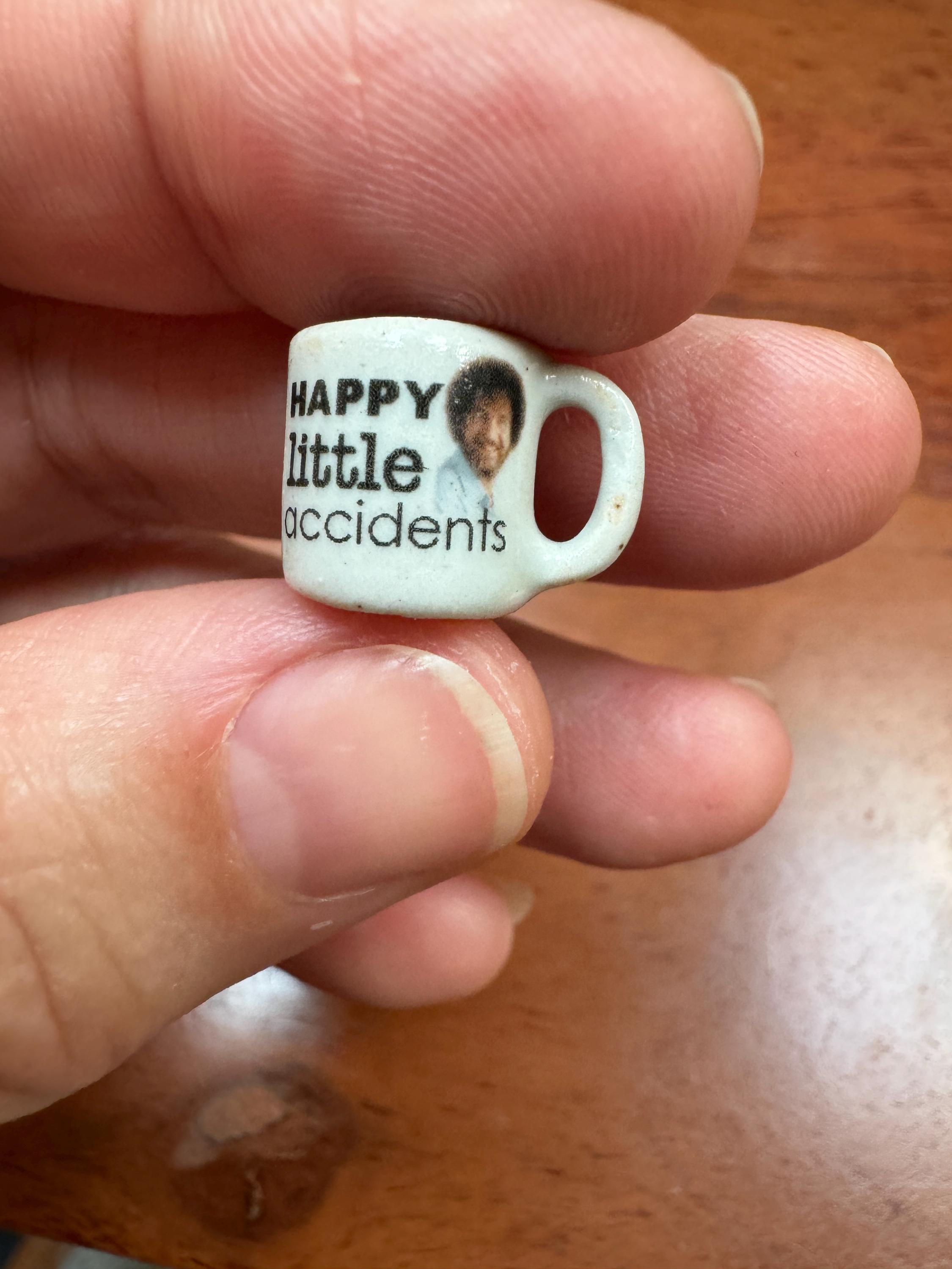 Dollhouse miniature coffee mug, Bob Ross coffee mug 1/12 scale