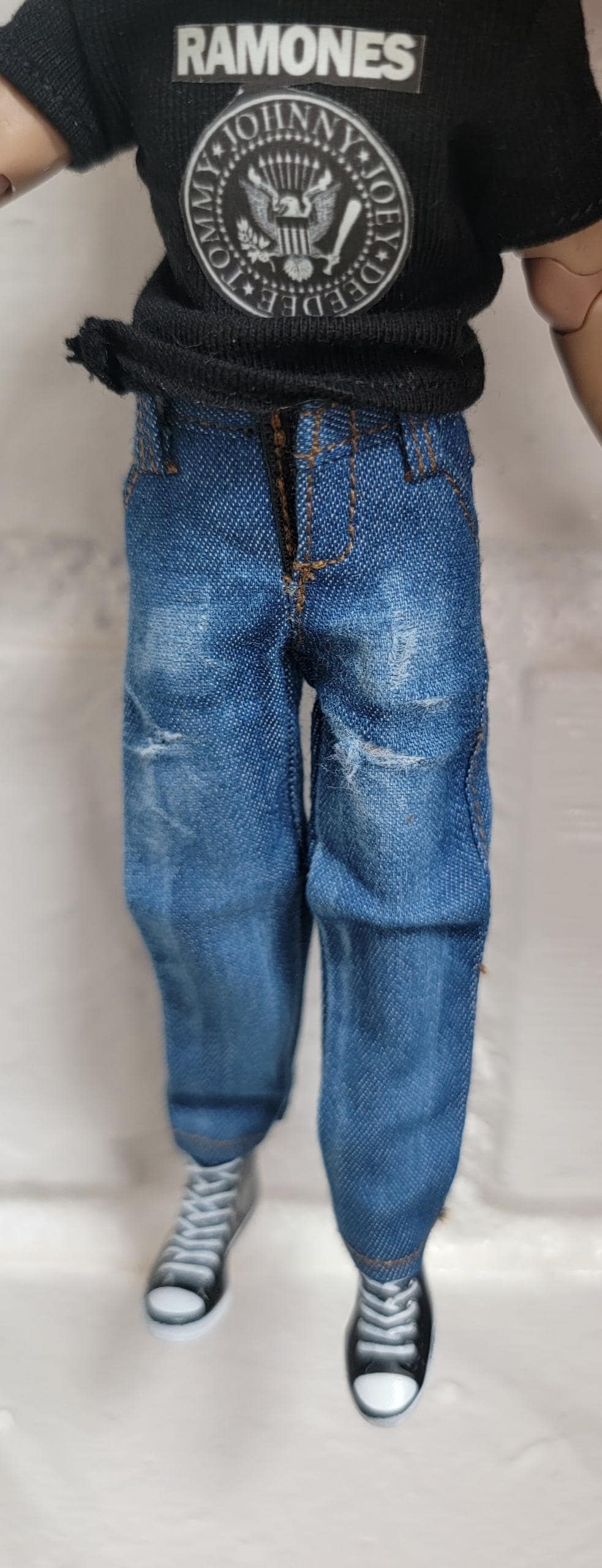 Dollhouse miniature men's jeans for action figure, 1/12 scale pants