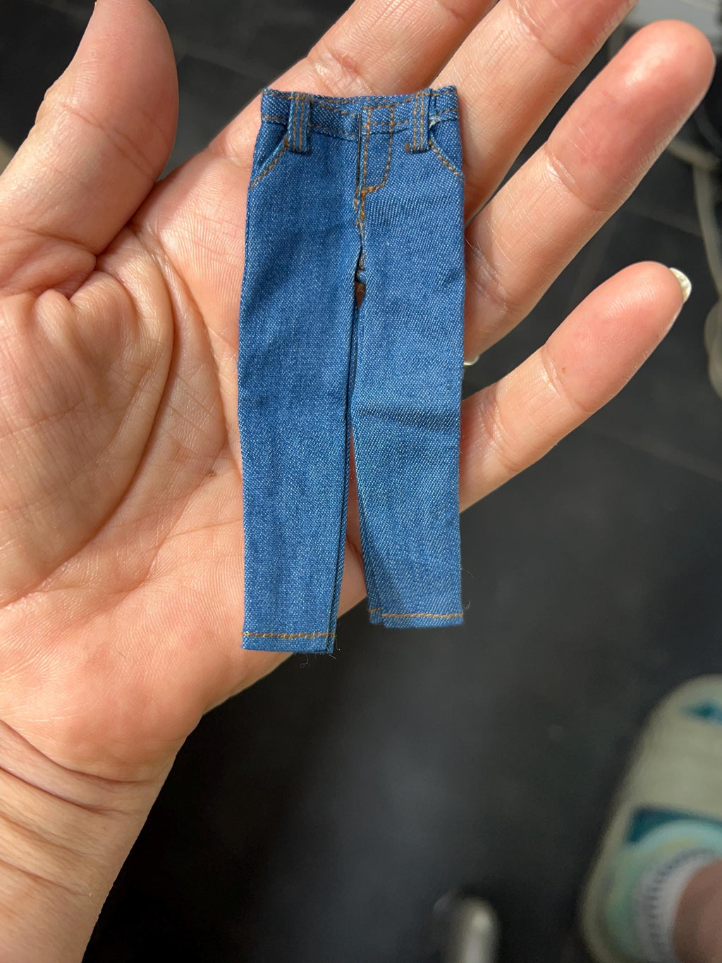 Dollhouse miniature men's jeans for action figure, 1/12 scale pants