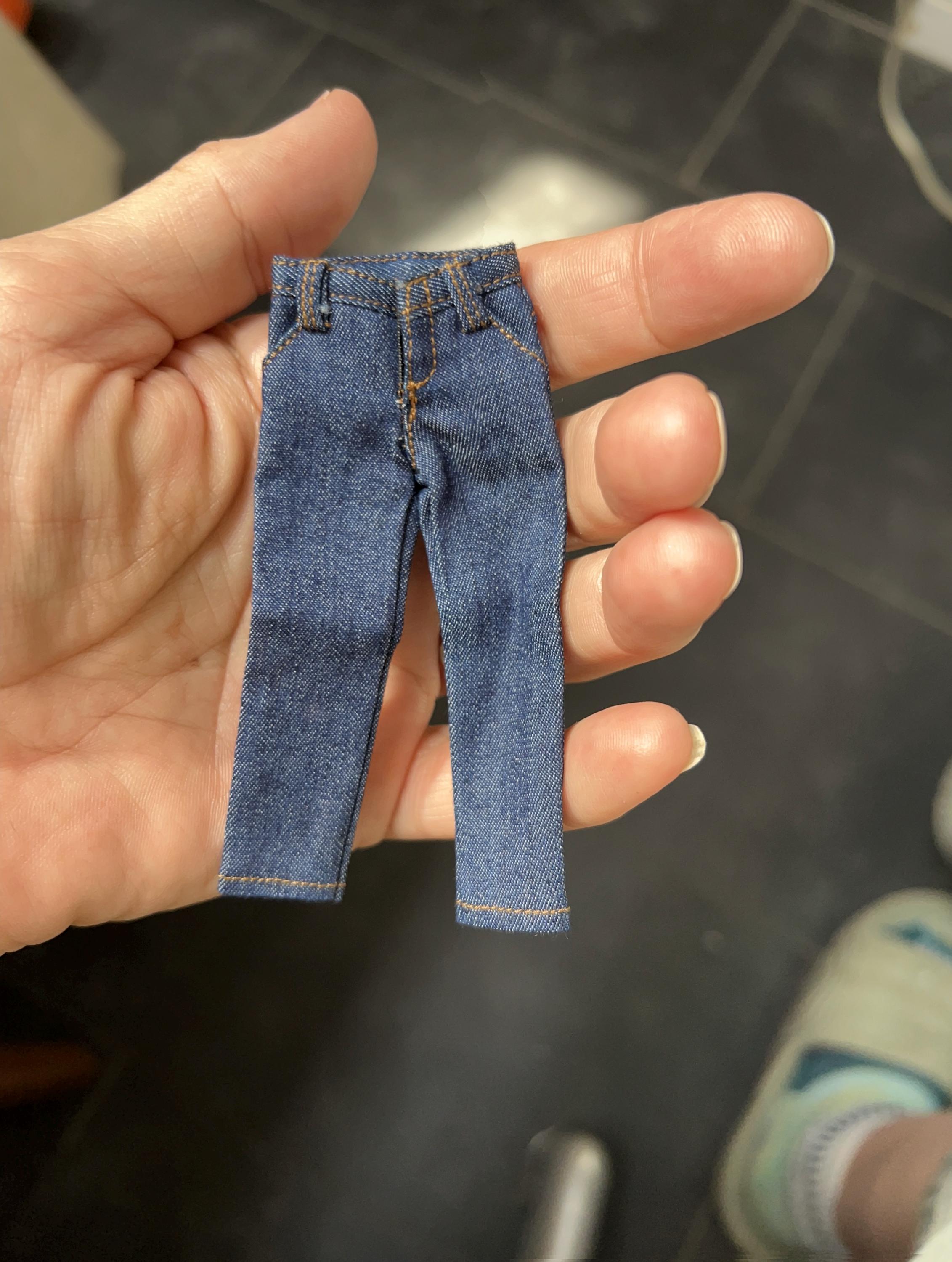 Dollhouse miniature men's jeans for action figure, 1/12 scale pants
