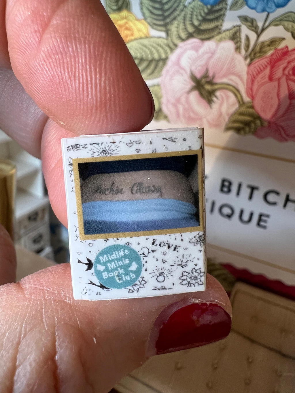 Dollhouse Miniature book,Tattoo Books dollhouse miniature book, 1/12 scale dollhouse book, blank inside, 1/6 scale book