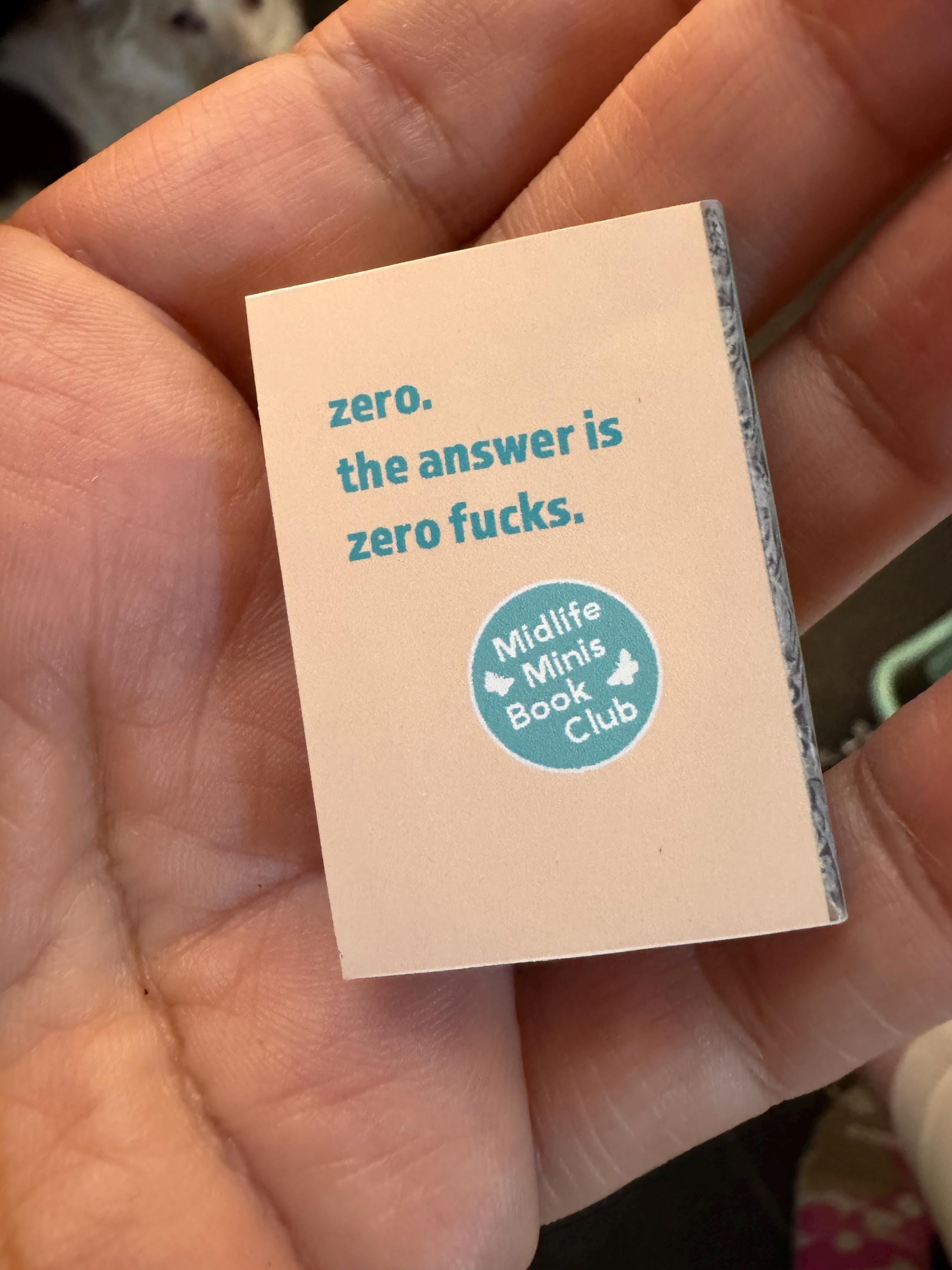 Dollhouse Miniature book, Zero Fucks dollhouse miniature book, 1/12 scale dollhouse book, blank inside, 1/6 scale book