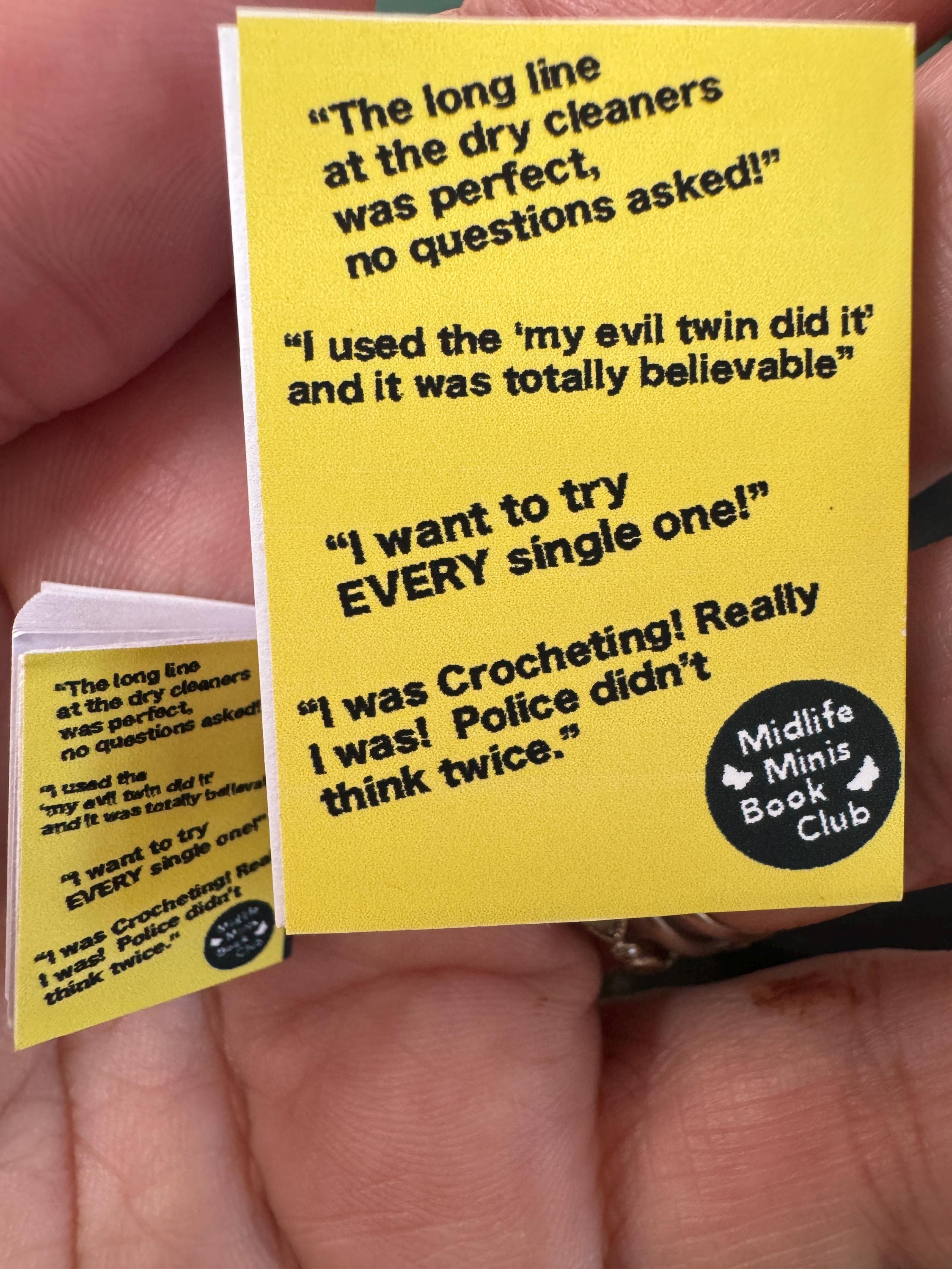 Dollhouse Miniature book, Alibis for Dummies, 1/12 scale dollhouse book, blank inside, 1/6 scale option