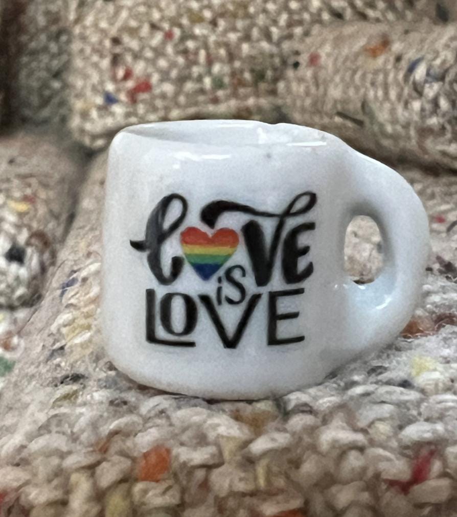 dollhouse miniature Pride coffee mug,  1/12 scale LGBTQ coffee mugs
