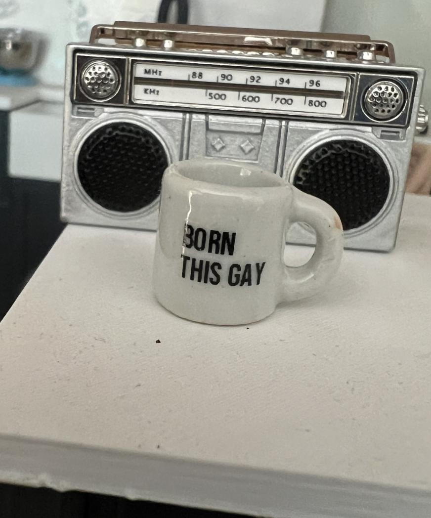 dollhouse miniature Pride coffee mug,  1/12 scale LGBTQ coffee mugs