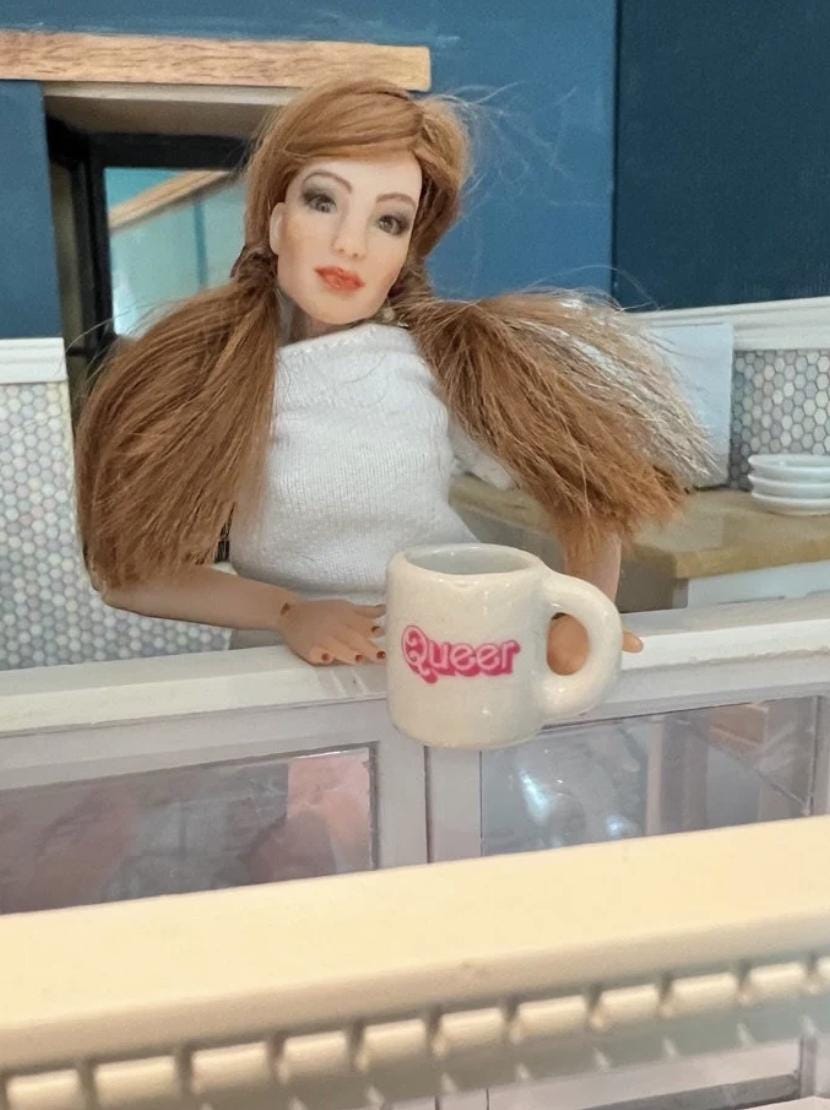 dollhouse miniature Pride coffee mug,  1/12 scale LGBTQ coffee mugs