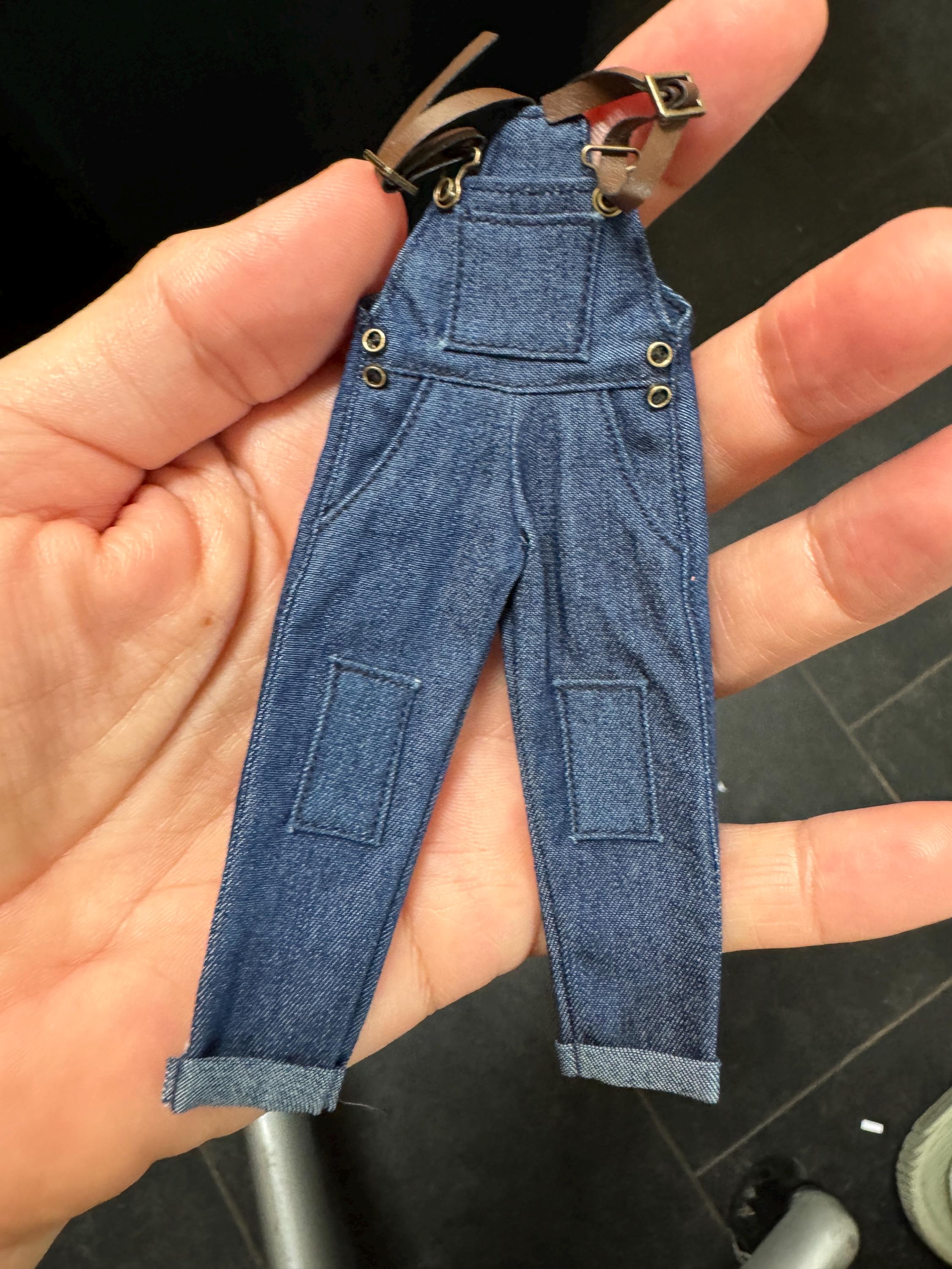 dollhouse miniature overalls 1/12 scale overalls unisex