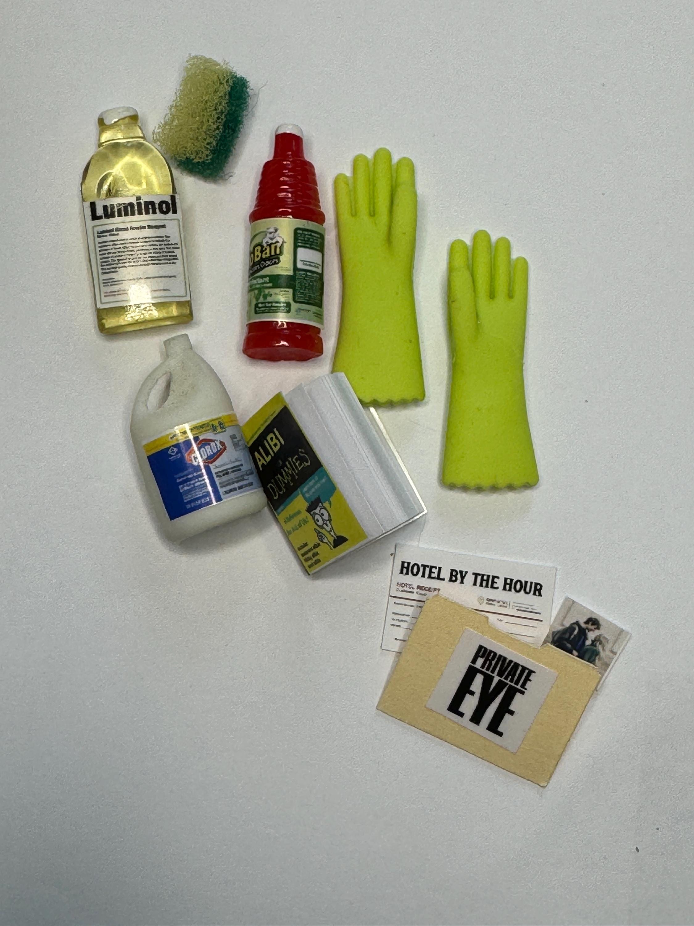 dollhouse miniature crime, 1/12 crime scene clean up, dollhouse miniature crime scene