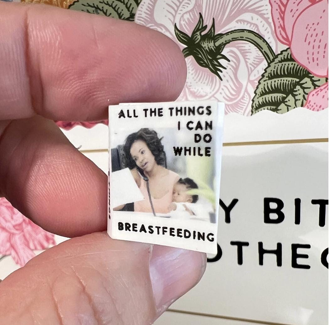 Dollhouse Miniature book, Breastfeeding book, 1/12 scale dollhouse book, blank inside, 1/6 scale book