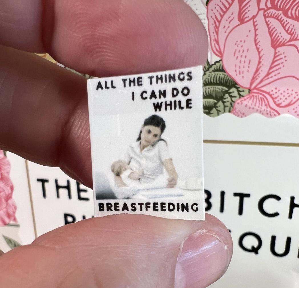 Dollhouse Miniature book, Breastfeeding book, 1/12 scale dollhouse book, blank inside, 1/6 scale book