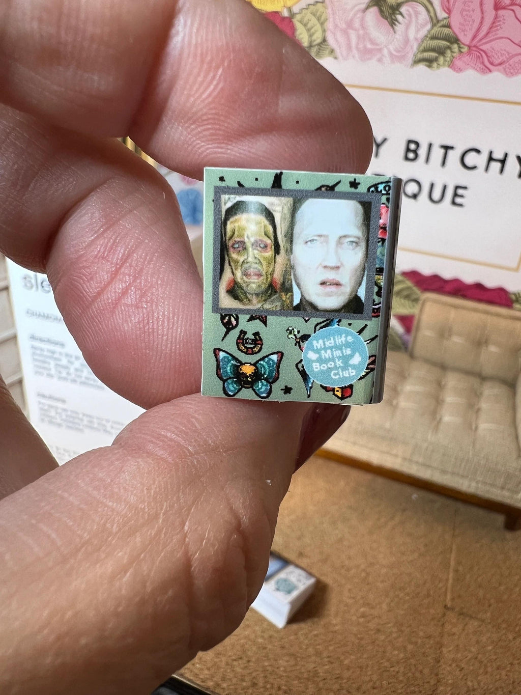 Dollhouse Miniature book,Tattoo Books dollhouse miniature book, 1/12 scale dollhouse book, blank inside, 1/6 scale book