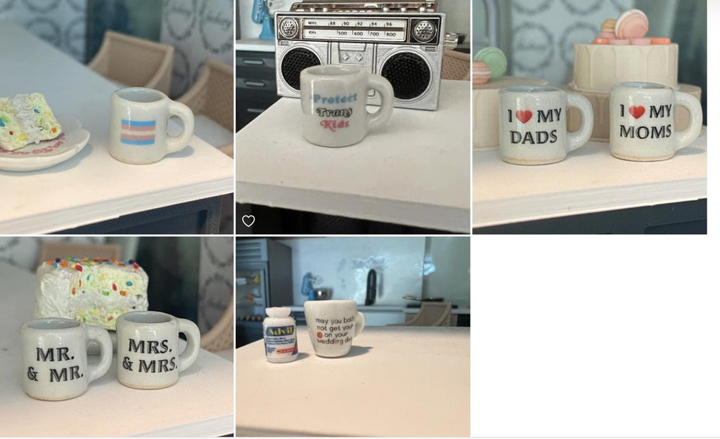 dollhouse miniature Pride coffee mug,  1/12 scale LGBTQ coffee mugs