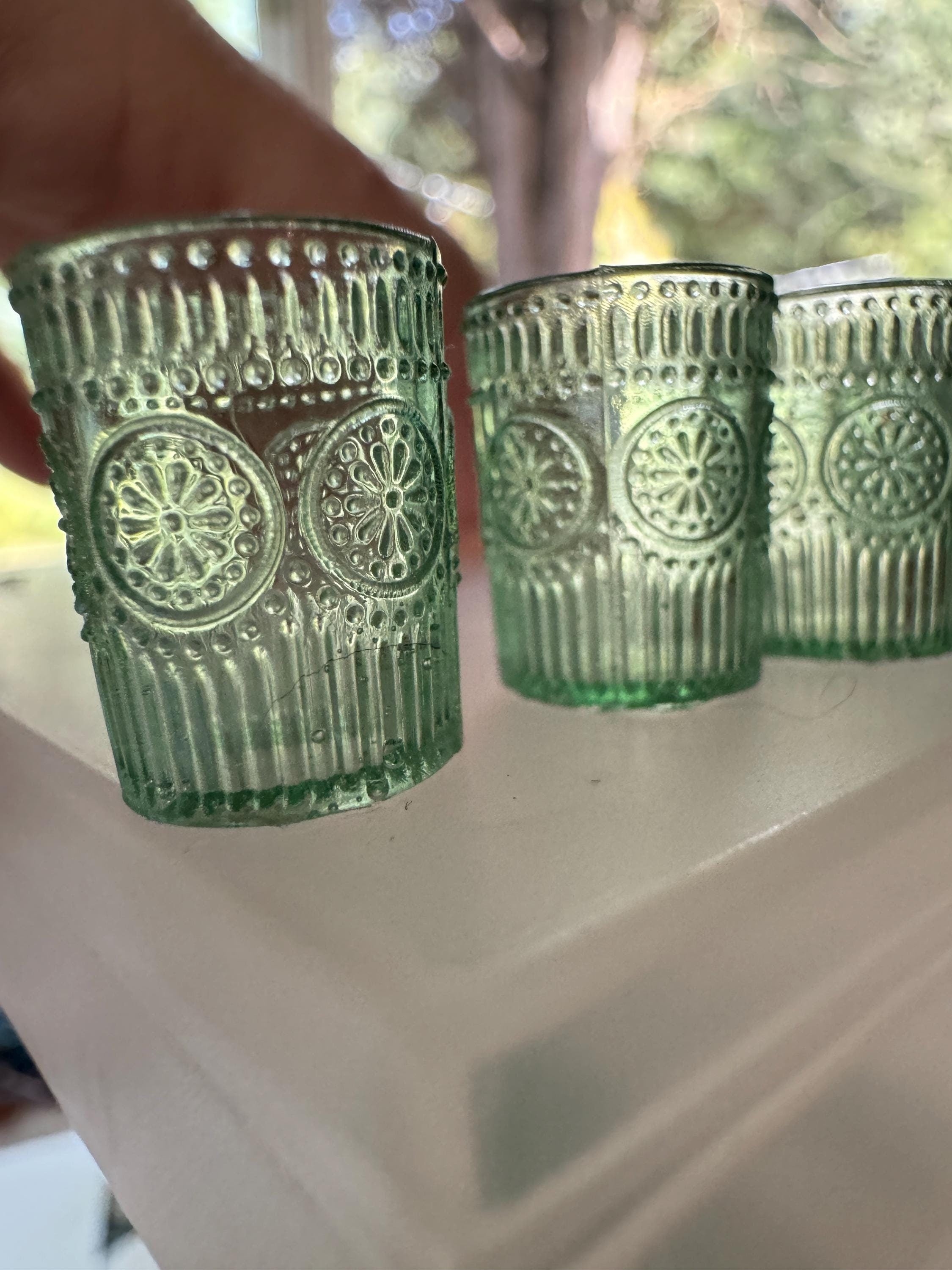 1/6 drinking glasses green pattern play scale