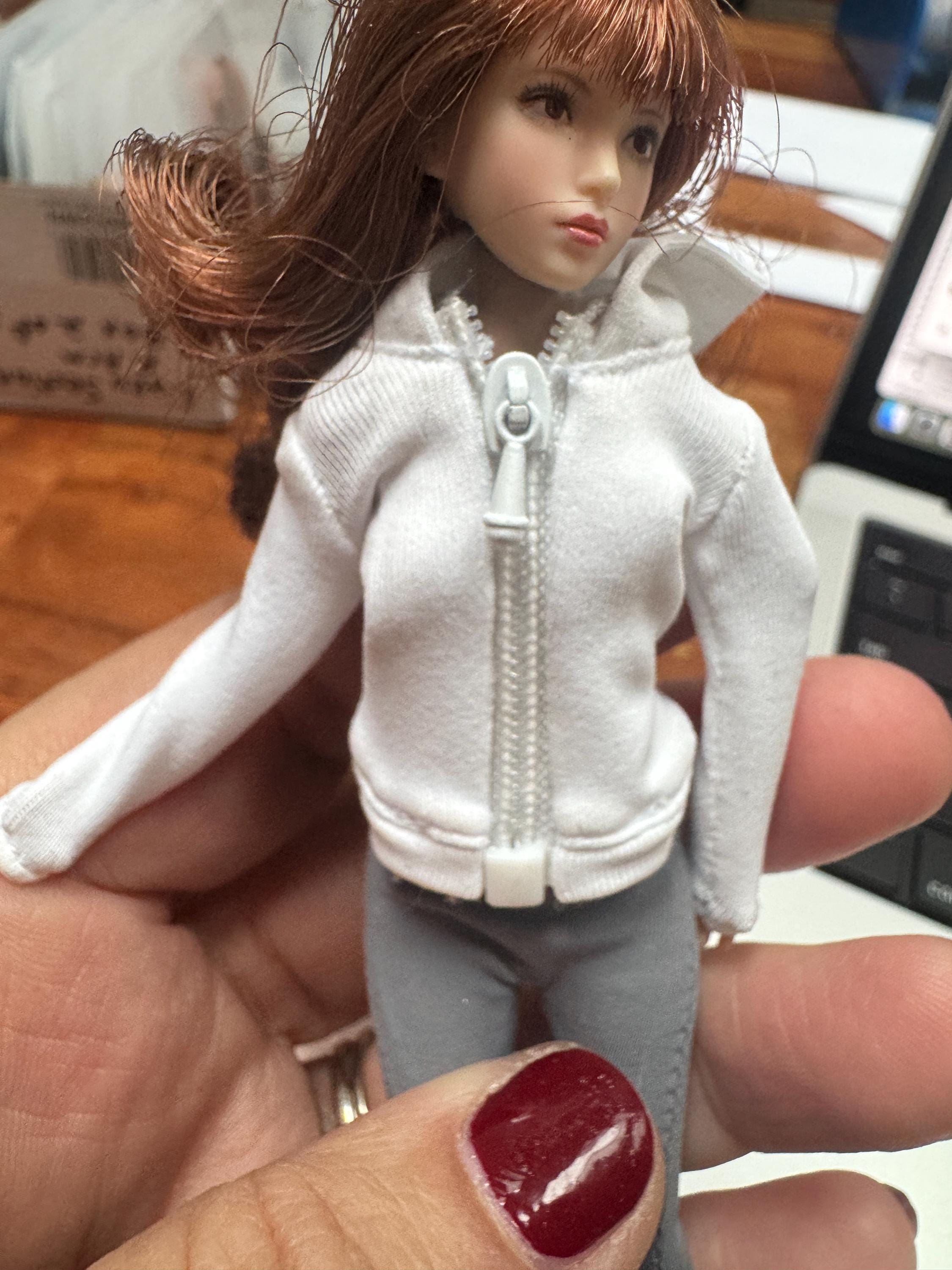 dollhouse miniature jogger and hoodie sweatshirt set 1/12 clothes female exercise