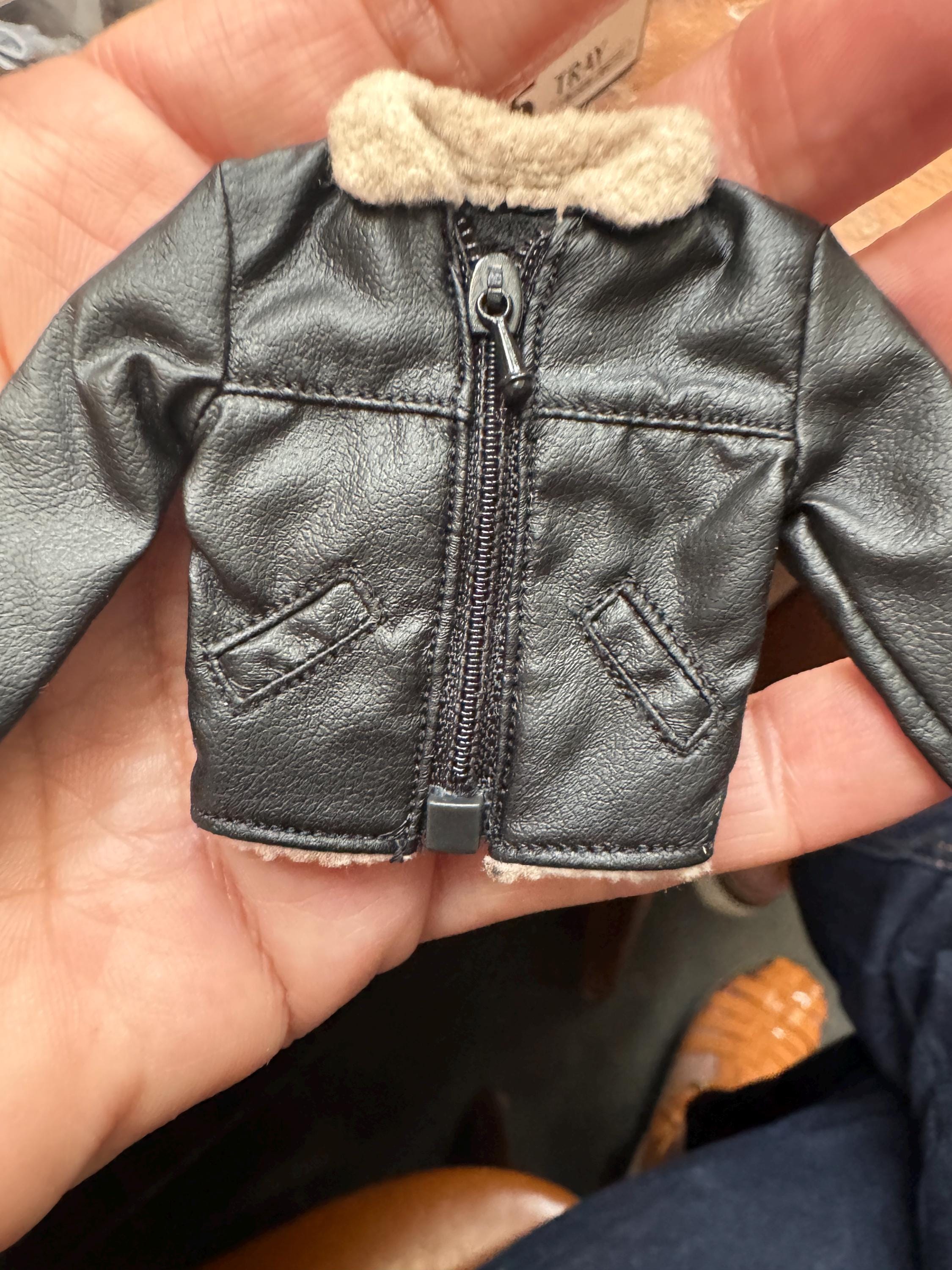 dollhouse miniature coat 1/12 coat black jacket leather clothes