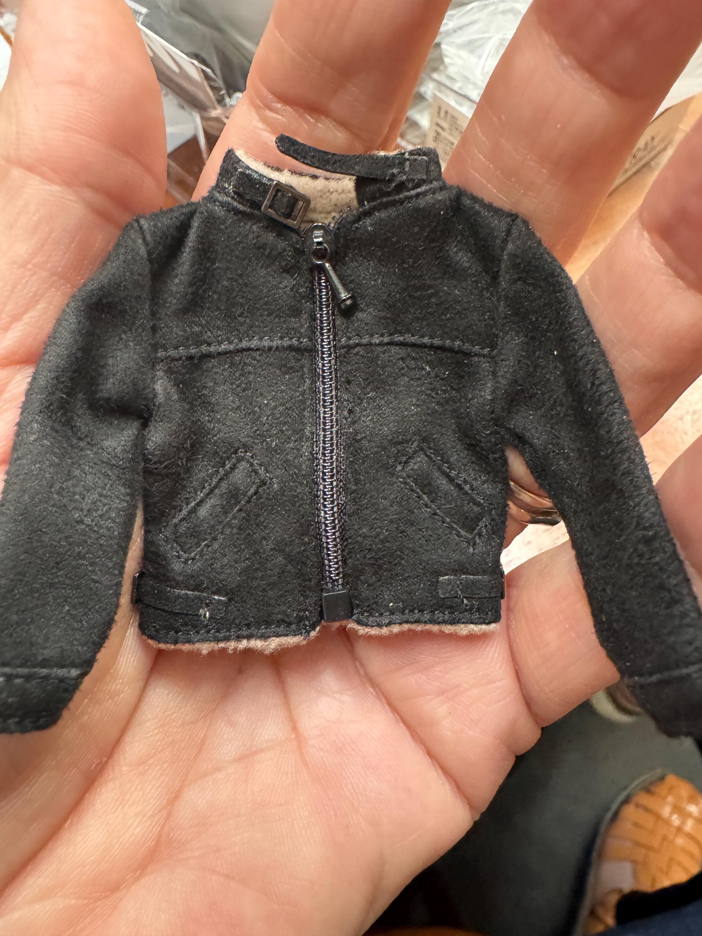 dollhouse miniature coat 1/12 coat black jacket leather clothes