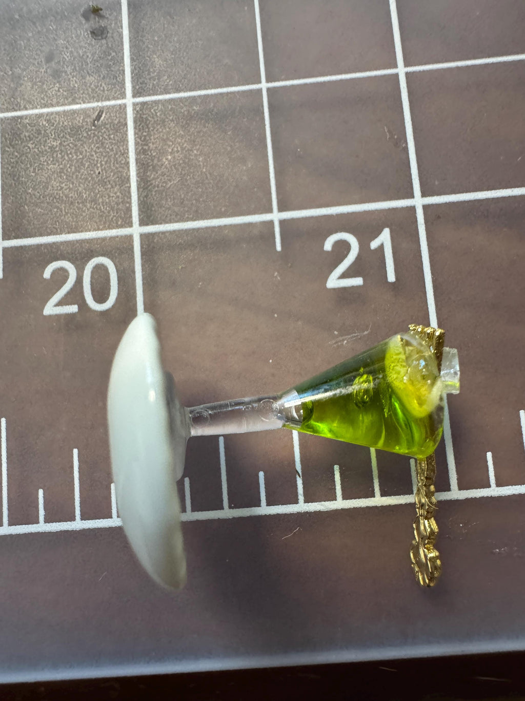 dollhouse miniature cocktail Absinthe, 1/12 bar drink with utensil, plate and sugar wrapper, dollhouse food miniature