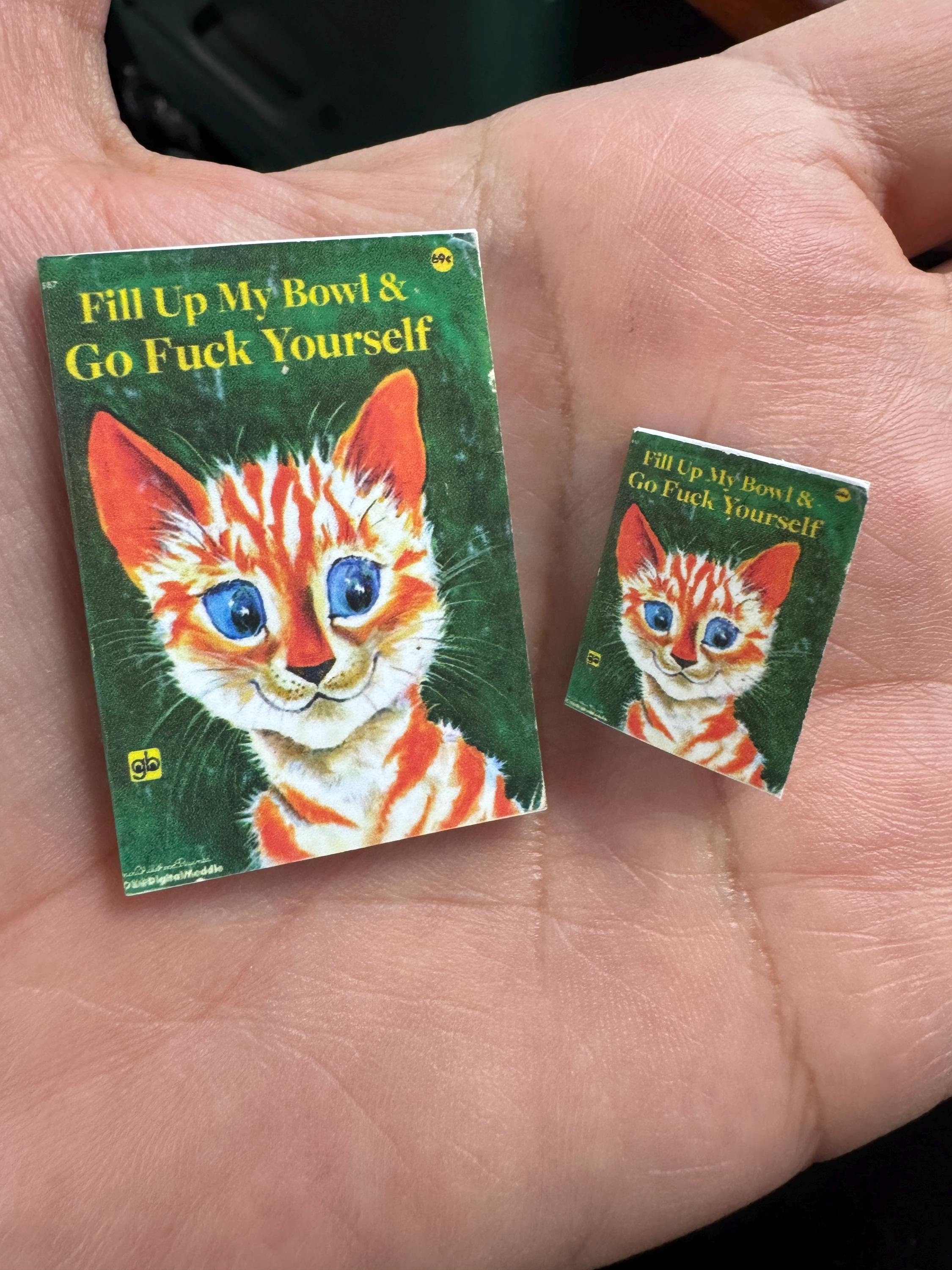 Dollhouse Miniature book, WTF Cats, miniature book, 1/12 scale dollhouse book, blank inside, 1/6 scale option