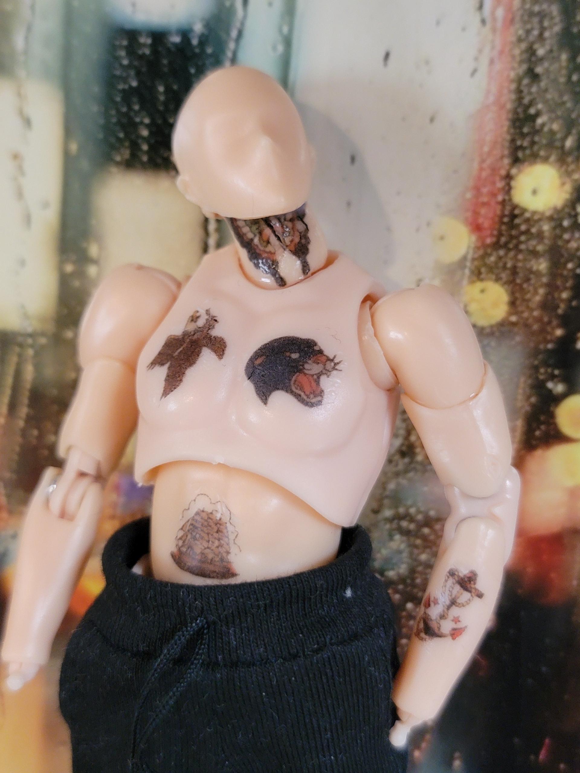 dollhouse miniature tattoos, 1/12 scale tattoos