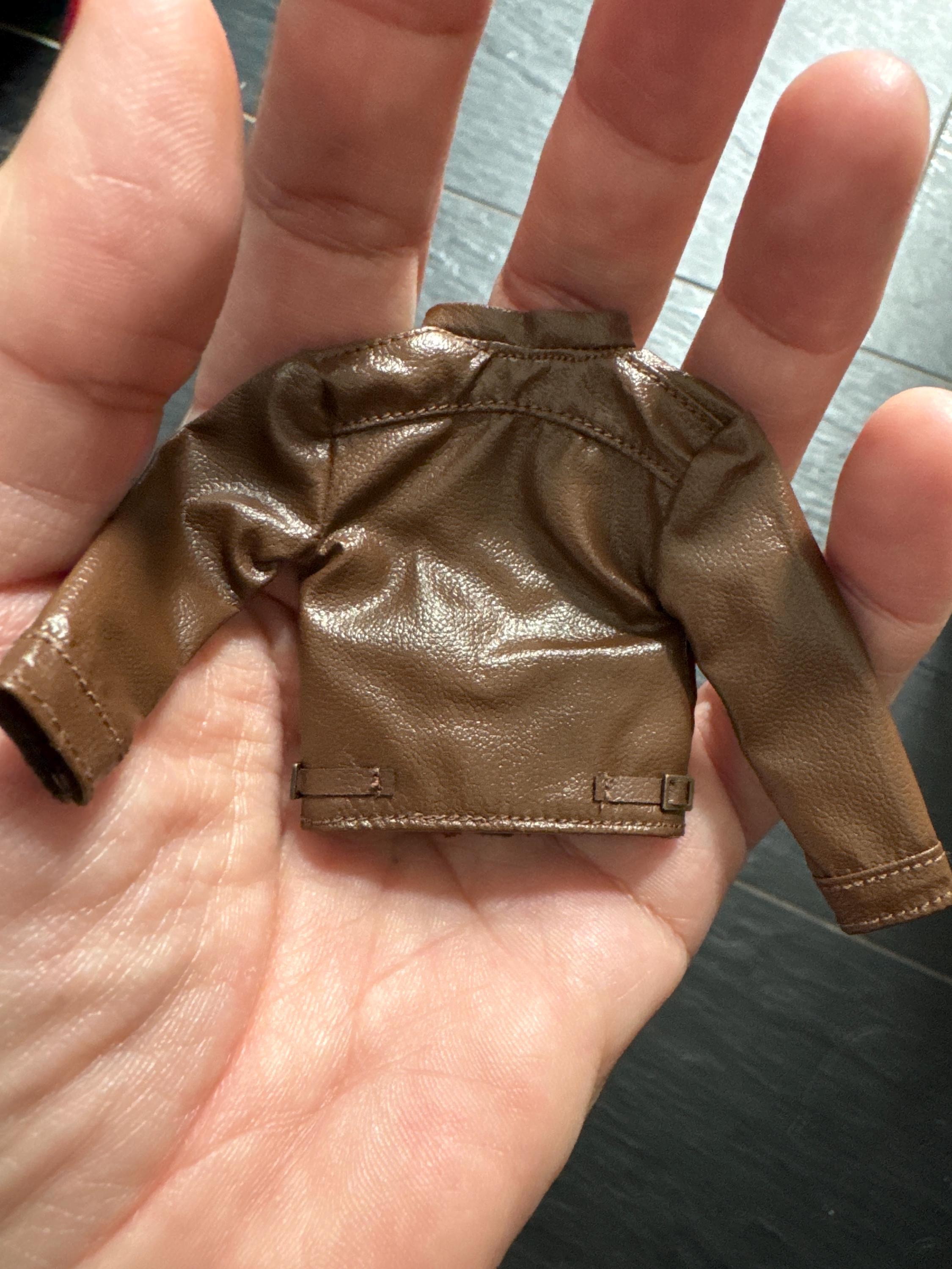 Dollhouse miniature coat 1/12 scale brown leather jacket clothes