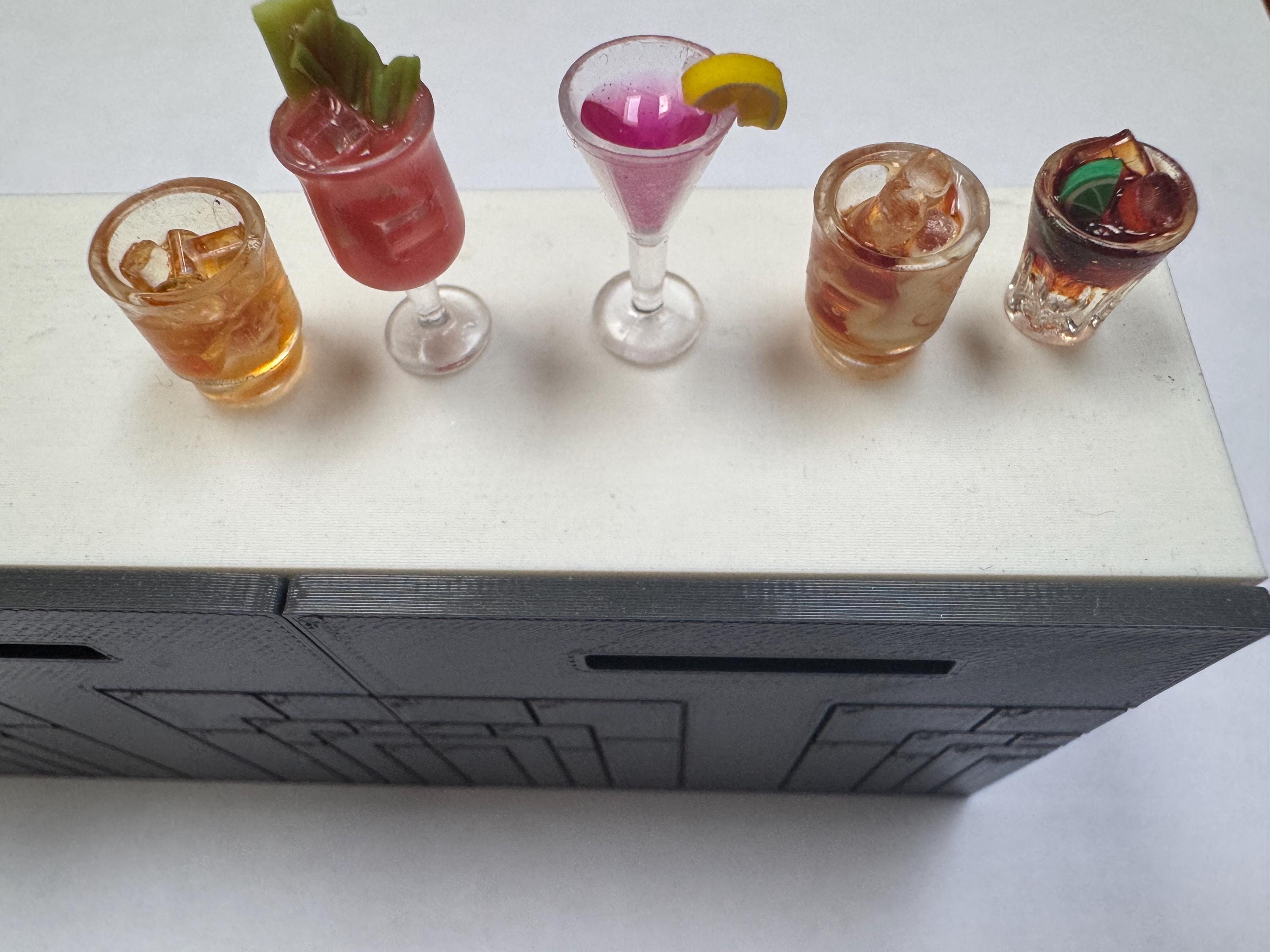 dollhouse miniature cocktail, rum and cola with lime, 1/12 craft cocktail dollhouse food