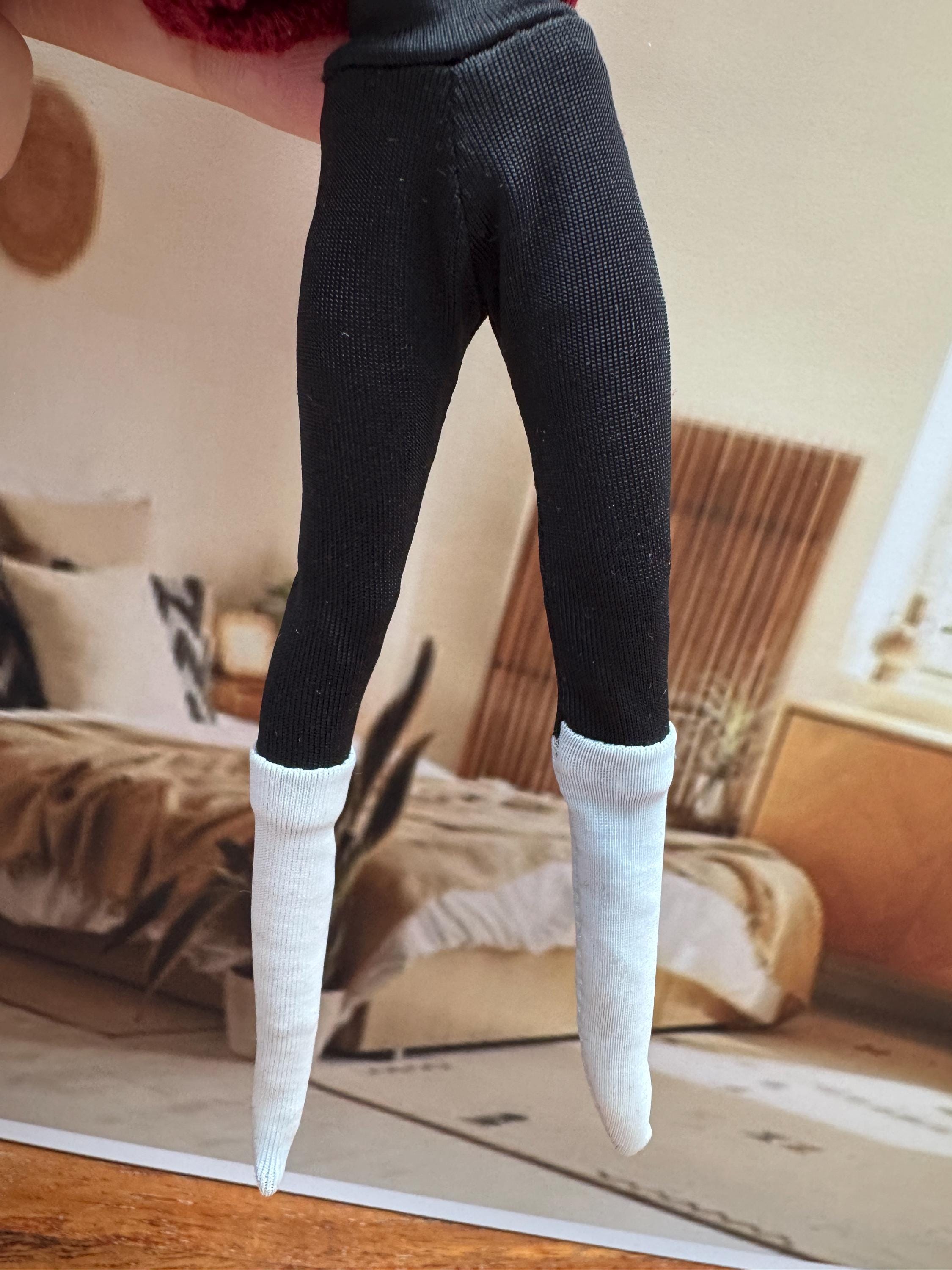 dollhouse miniature pants 1/12 leggings black and white leggings