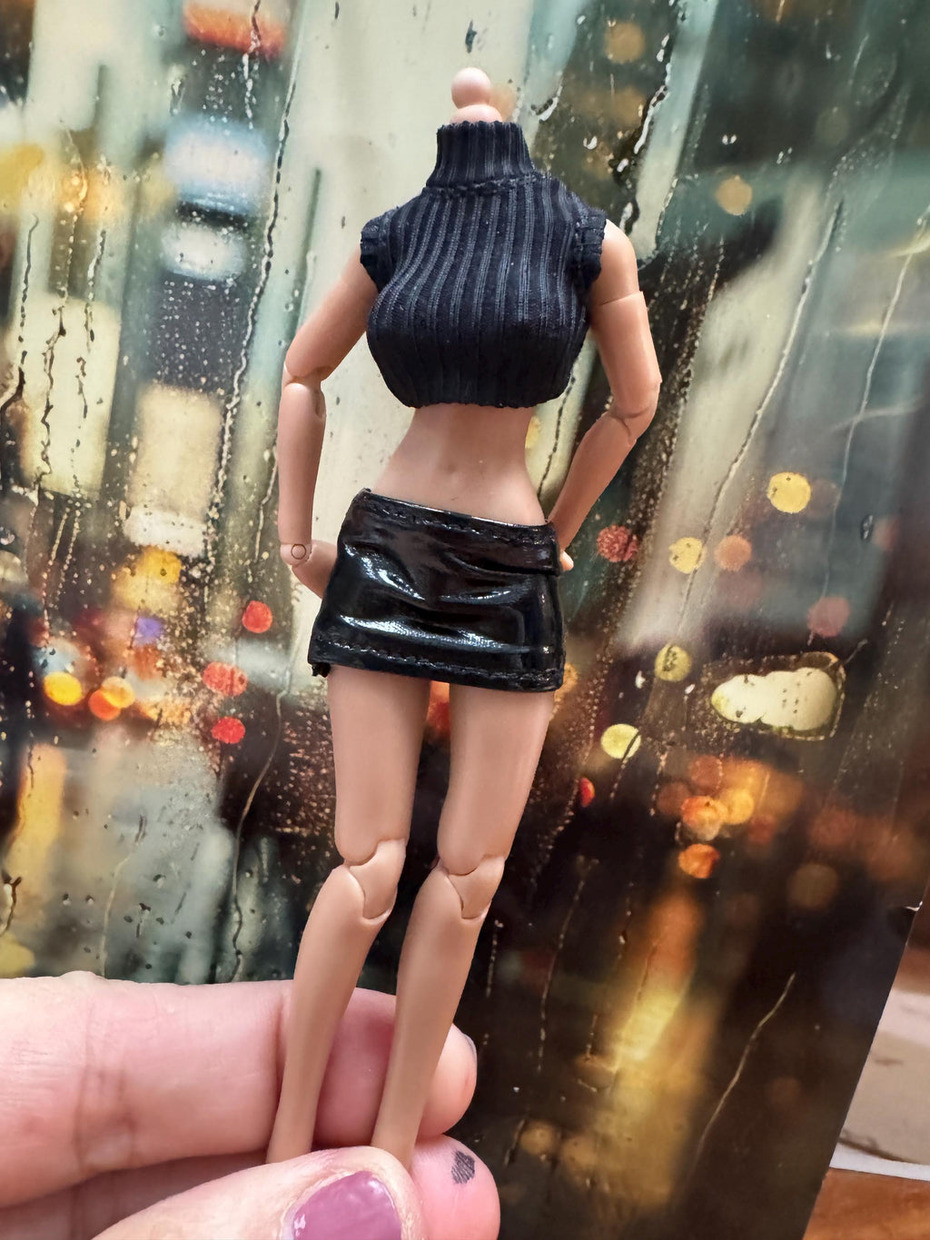 Dollhouse miniature 1/12 skirt faux leather