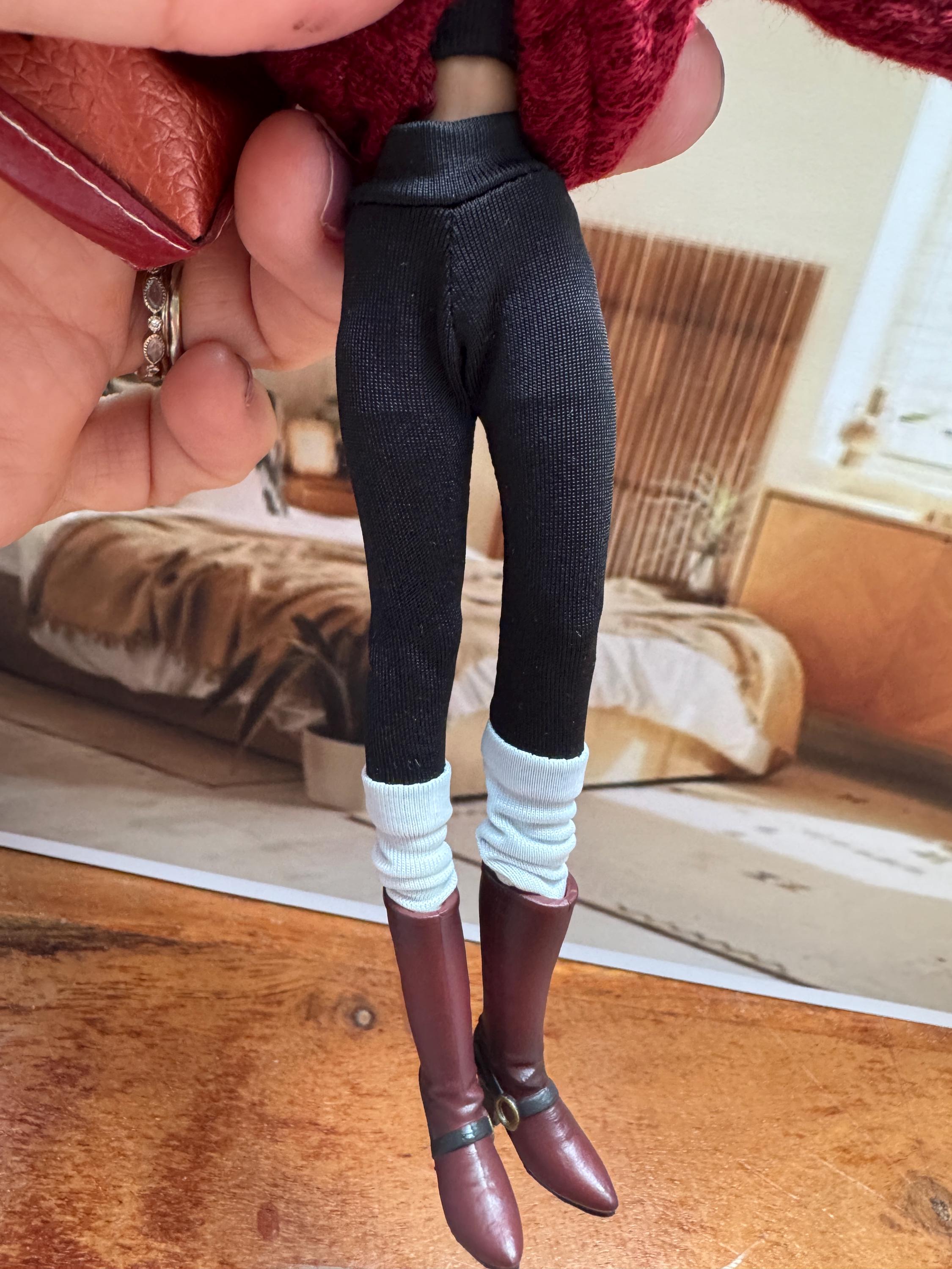 dollhouse miniature pants 1/12 leggings black and white leggings