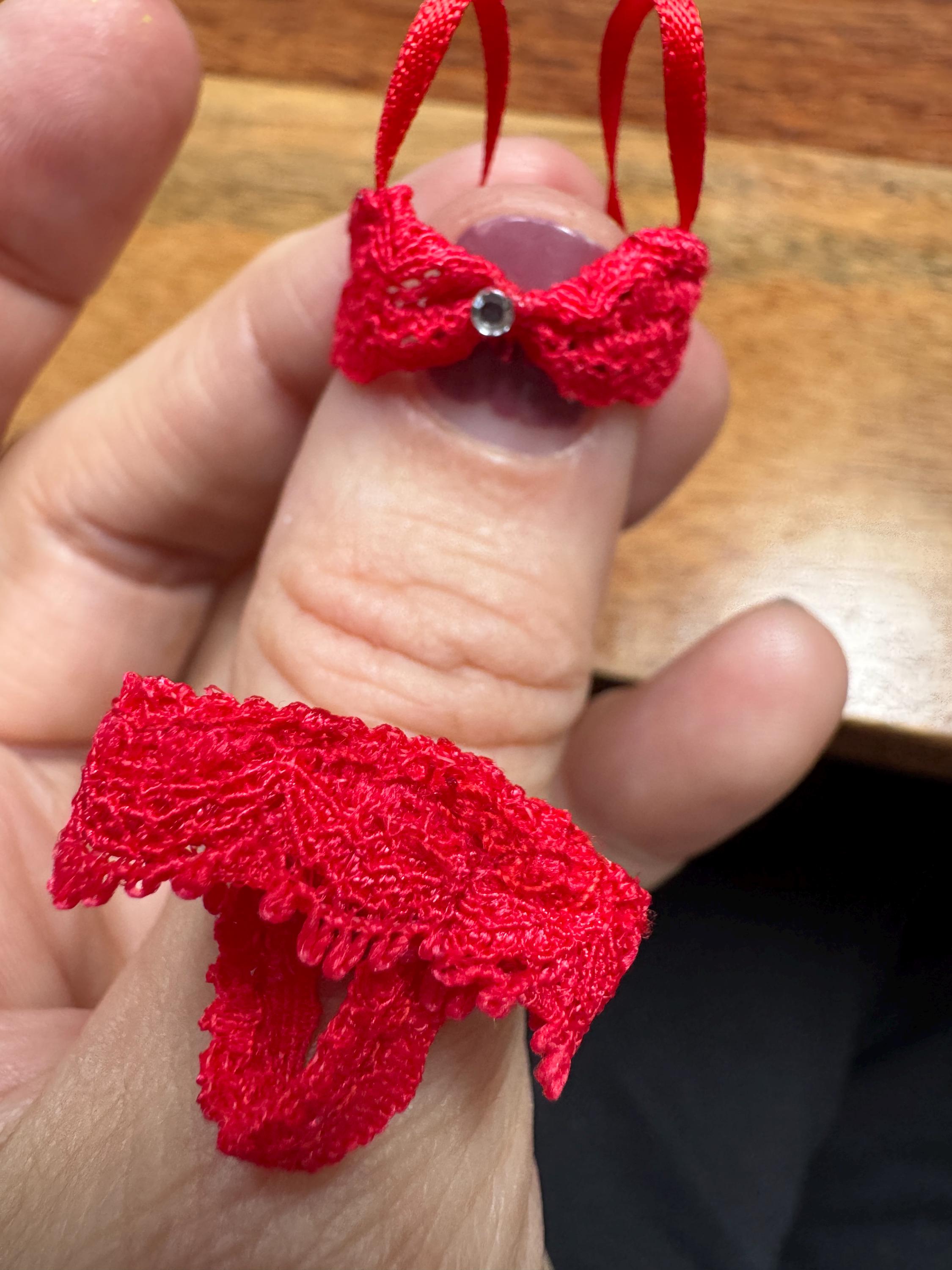 Dollhouse miniature lace bra and panty set, 1/12 clothing