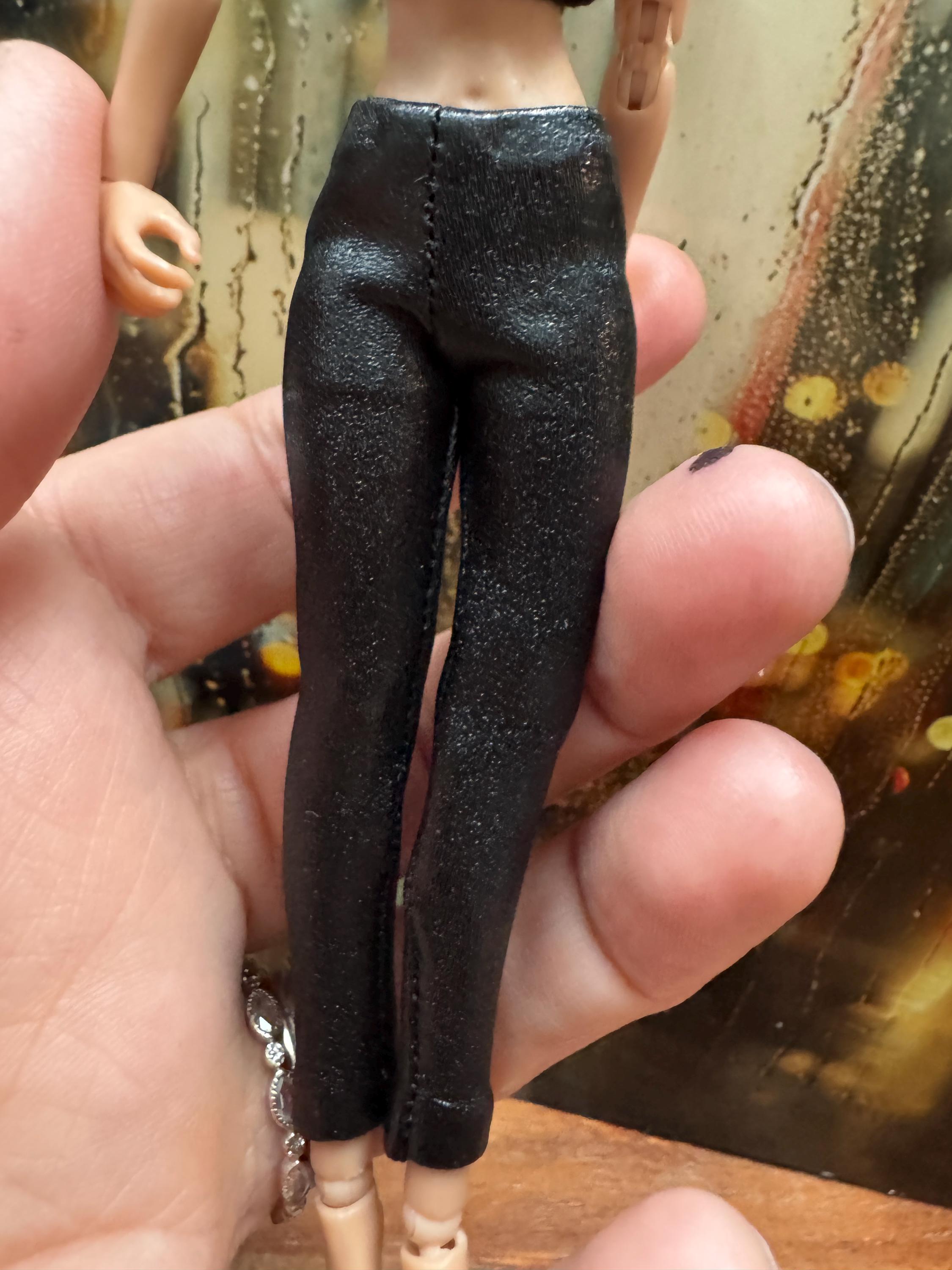 Dollhouse miniature leather pants 1/12 pants for 6 inch doll faux leather